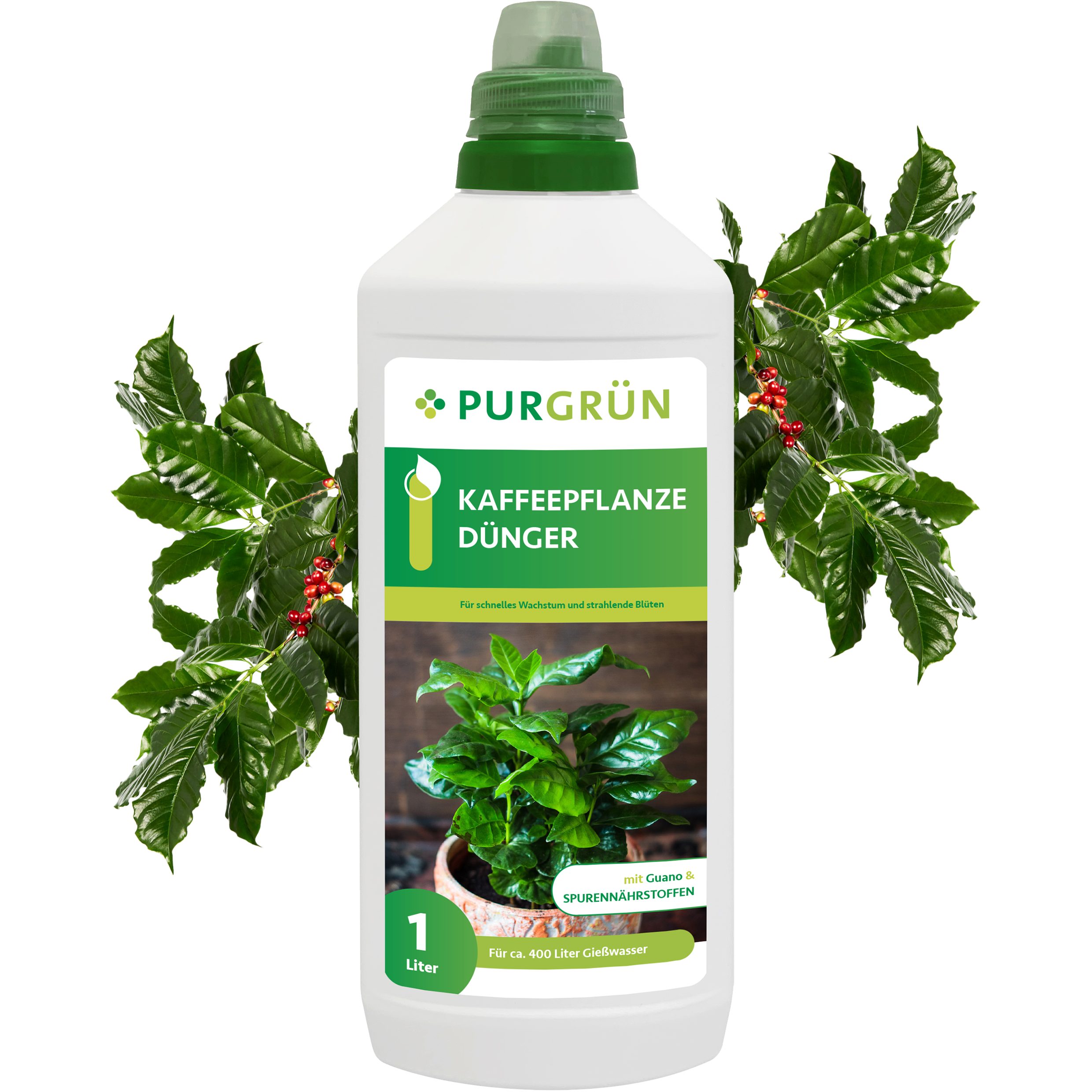 Universaldünger Purgrün Kaffeepflanze Dünger, NPK 10+4+6, Wachstum, 1 Liter