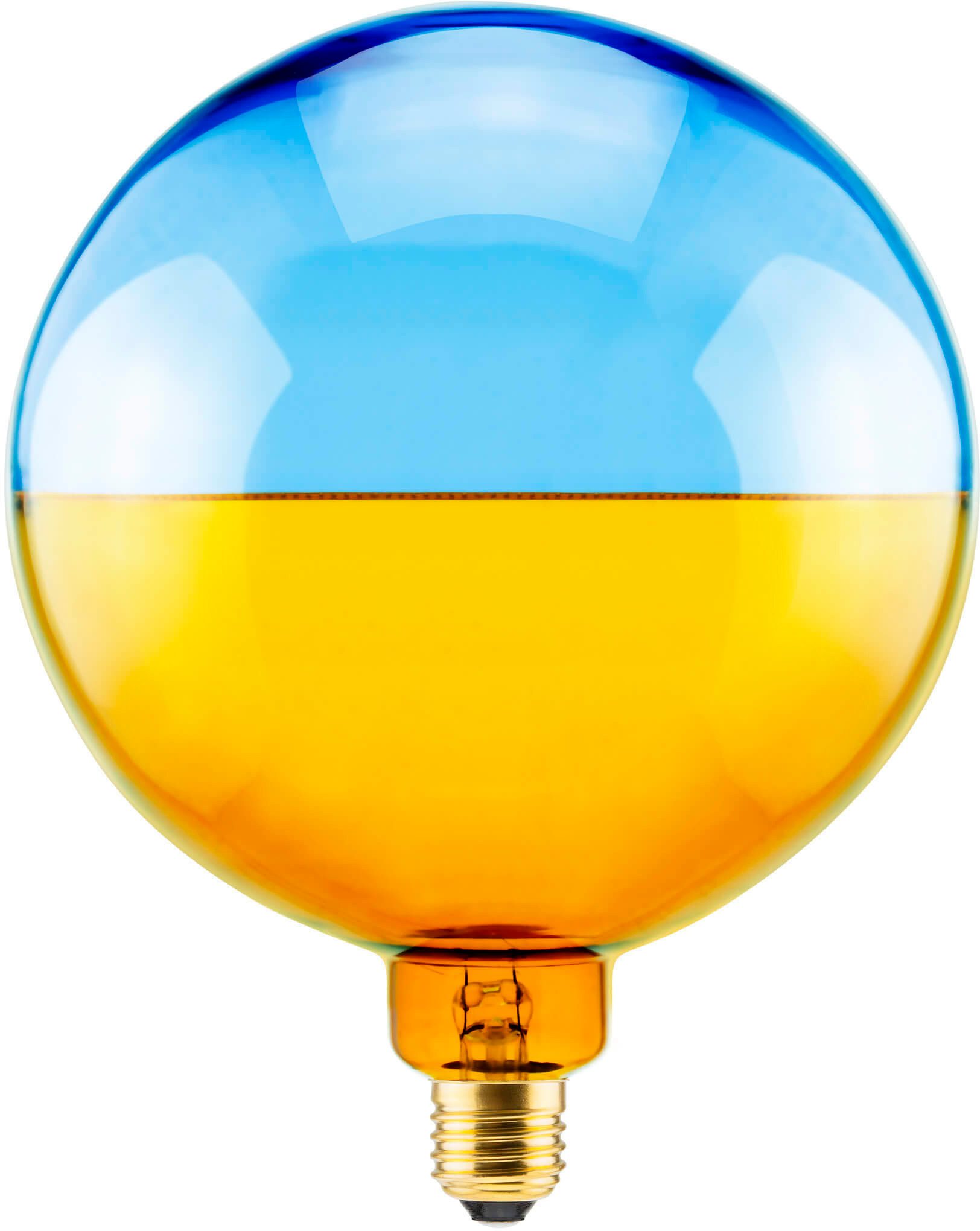 SEGULA LED-Leuchtmittel LED Illusion Globe 188 2tones amber blue, E27, 1 St., Extra-Warmweiß, 2-farbiges Glas