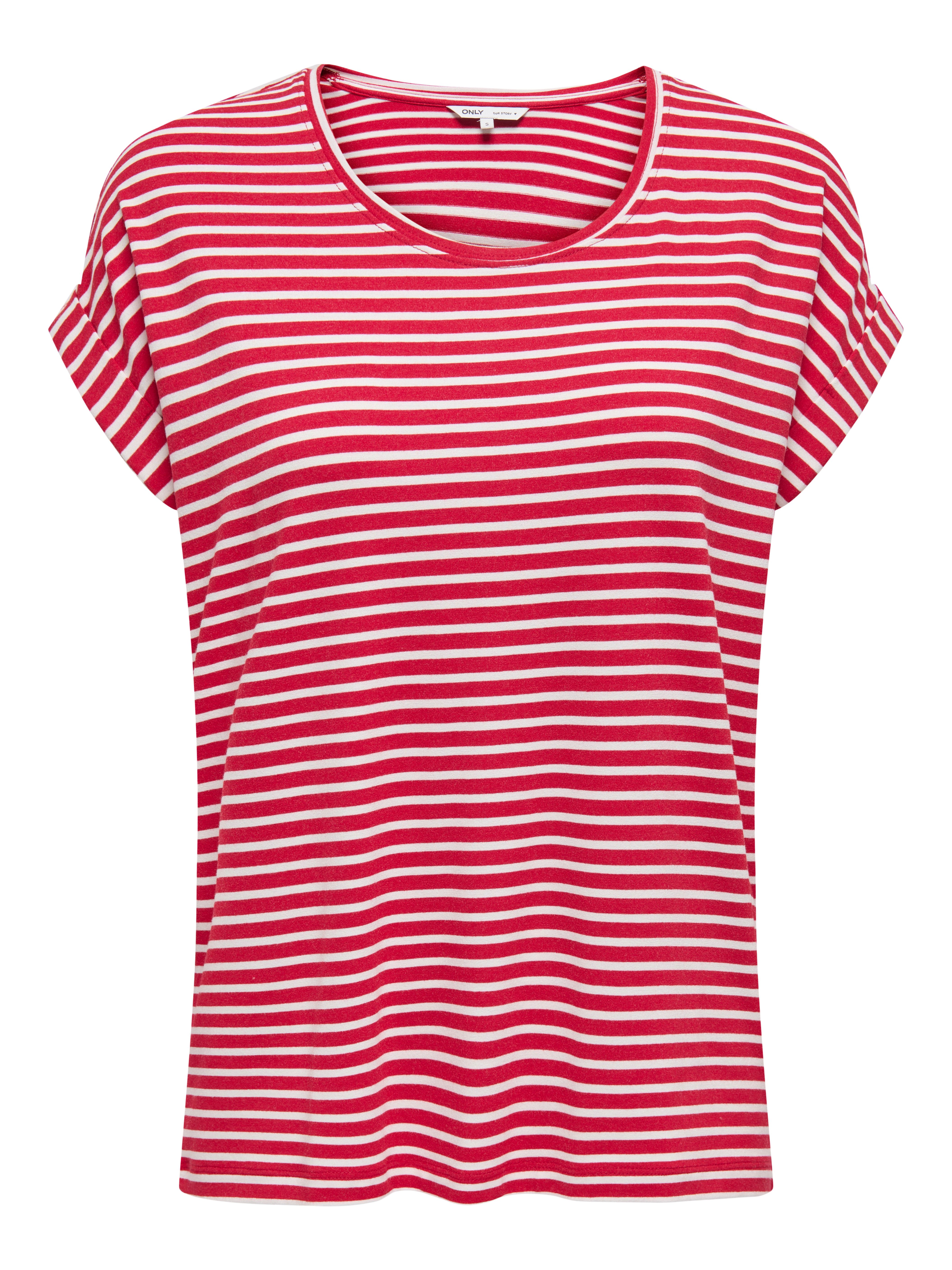 ONLY Kurzarmshirt ONLMOSTER STRIPE S/S O-NECK TOP JRS NOOS gestreift, lässig geschnitten, Jersey, Rundhals, Viskosemischung