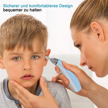 Novzep Ohrenreiniger Elektrischer Ohrreiniger mit Licht, mit 3 Reinigungsköpfen aus Silikon, Blau