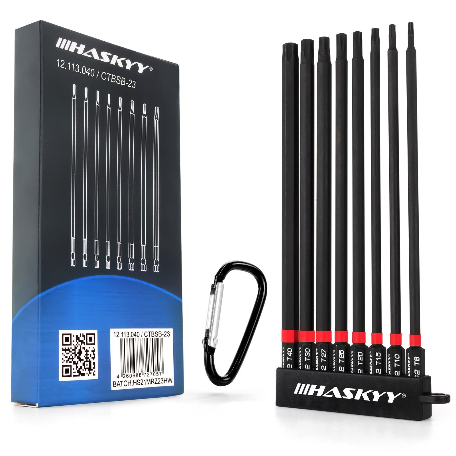 HASKYY Torx-Bit Lang Torx Bits Set 150mm 1/4" Schraubendreher T8-T40 Schwar günstig online kaufen