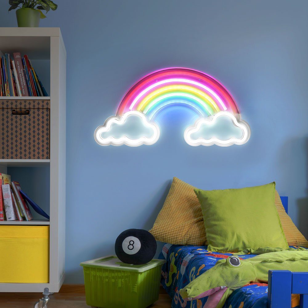 etc-shop LED Wandleuchte, LED-Leuchtmittel fest verbaut, opal LED cm Wandleuchte Regenbogenleuchte klar L Kinderzimmerlampe 40
