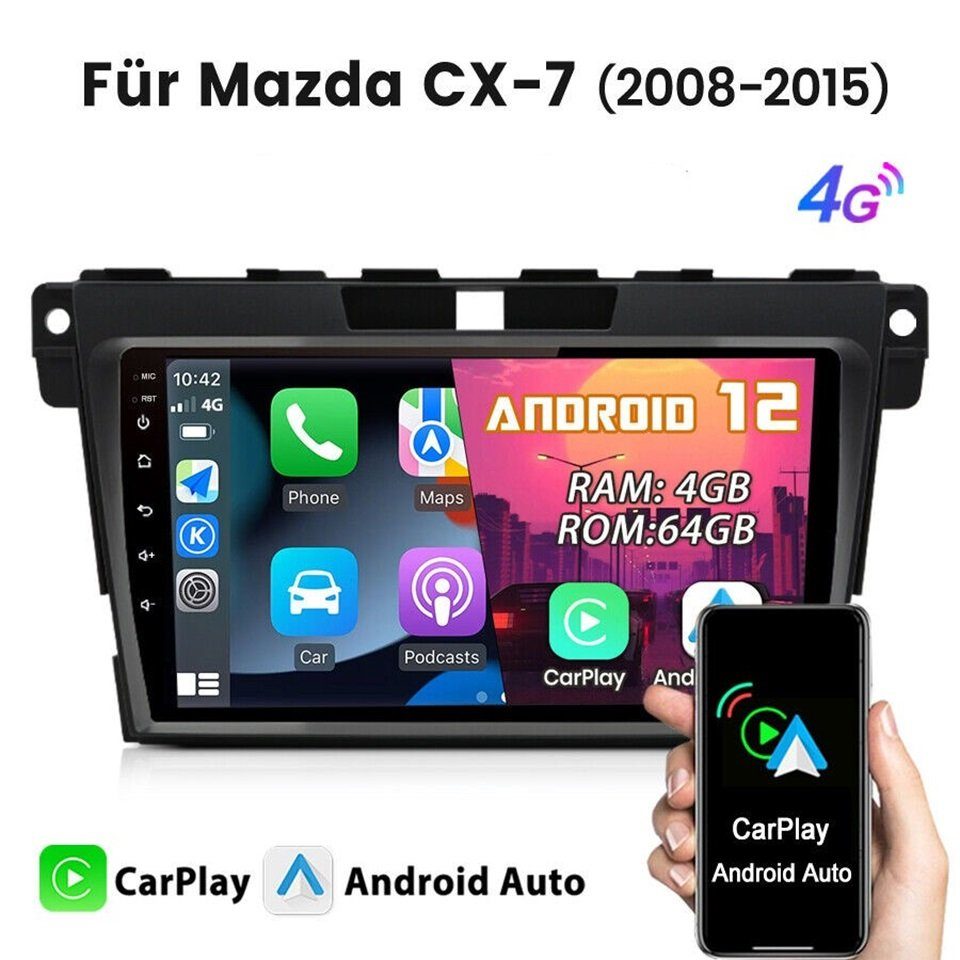 GABITECH für Mazda CX-7 Android 12 Autoradio 9 Zoll BT USB RDS Einbau-Navigationsgerät | Navigation