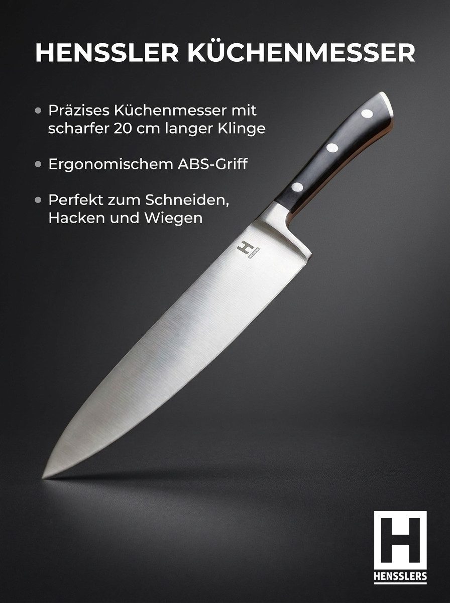 HENSSLERS Allzweckmesser HENSSLERS Küchenmesser, Klingenlänge ca. 20 cm, ergonomischer ABS-Griff