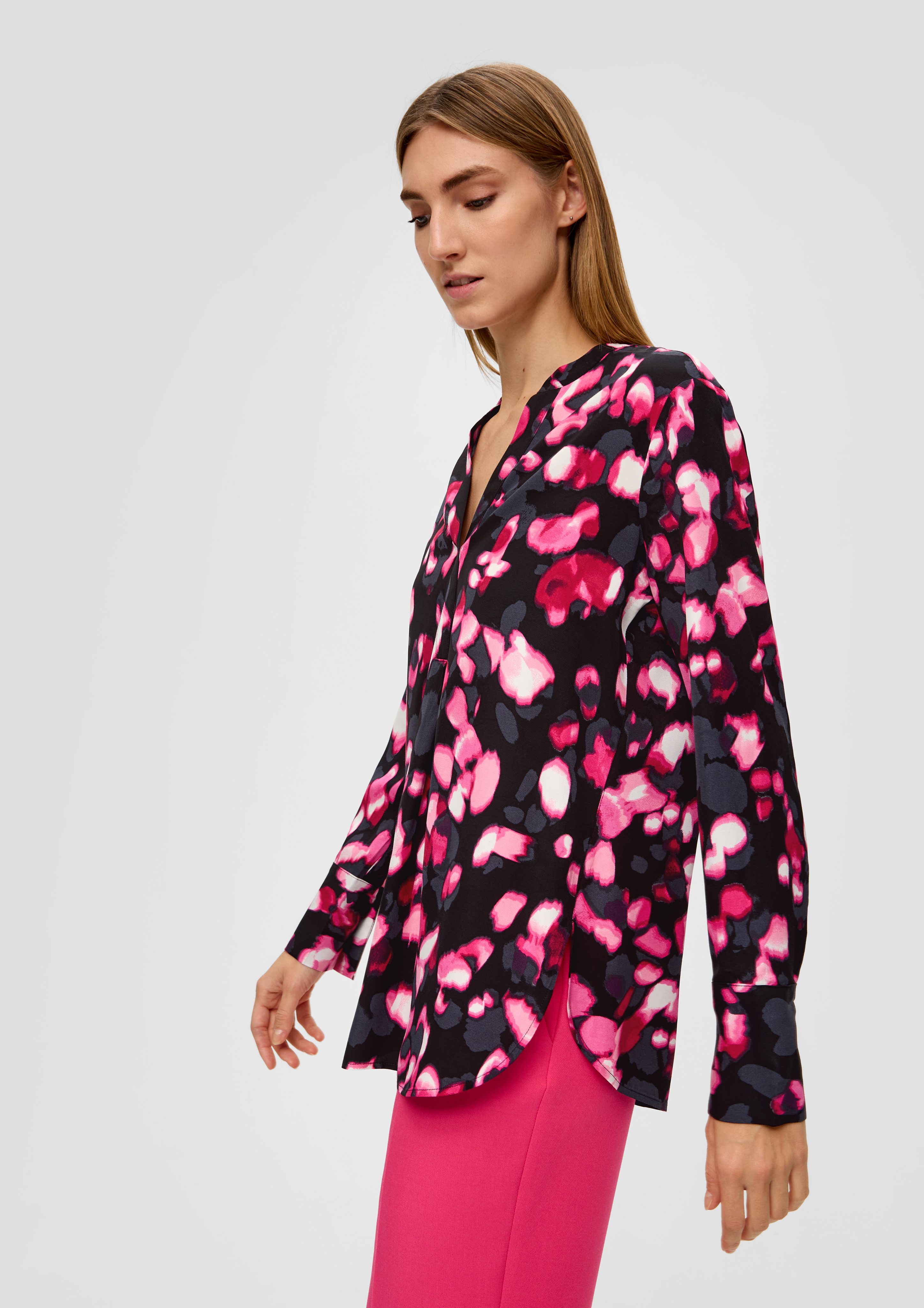Langarmbluse Longbluse aus reiner Viskose