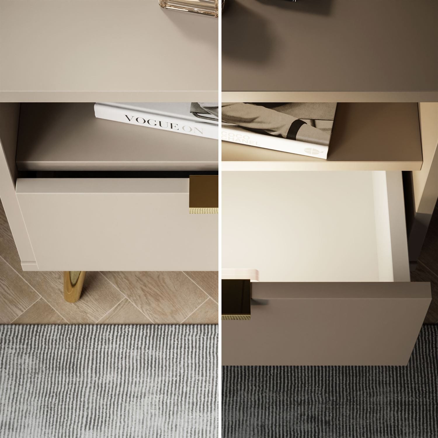 Lookway Nachttisch ALDO mit LED-Beleuchtung (1x Nachttisch), 38x46x33 cm – Bild 4 von 5