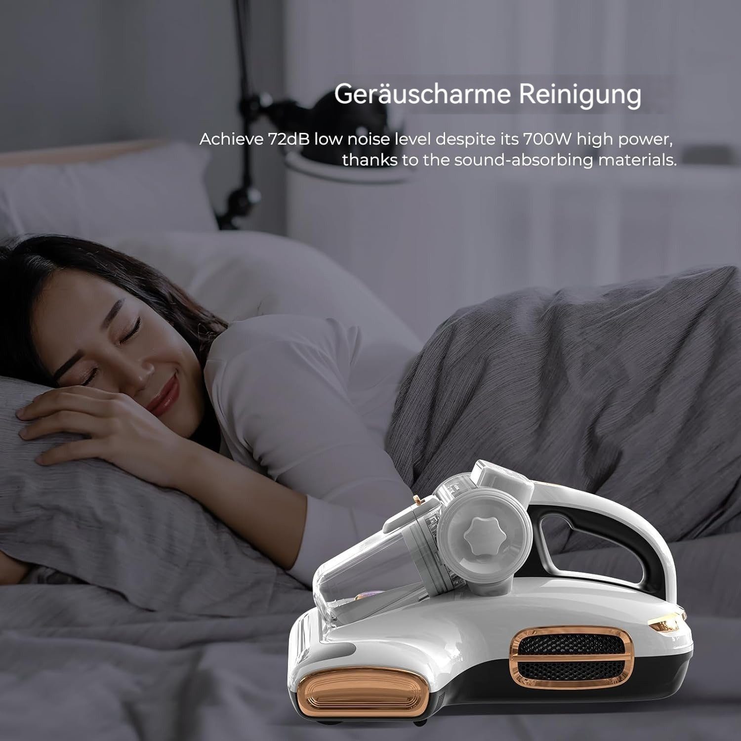 Jigoo Matratzenreinigungsgerät T600 Milbensauger Anti-Milben-Staubsauger, 700 W, 99,99 % Staubmilbenentfernung mit Aroma-Diffusionssystem