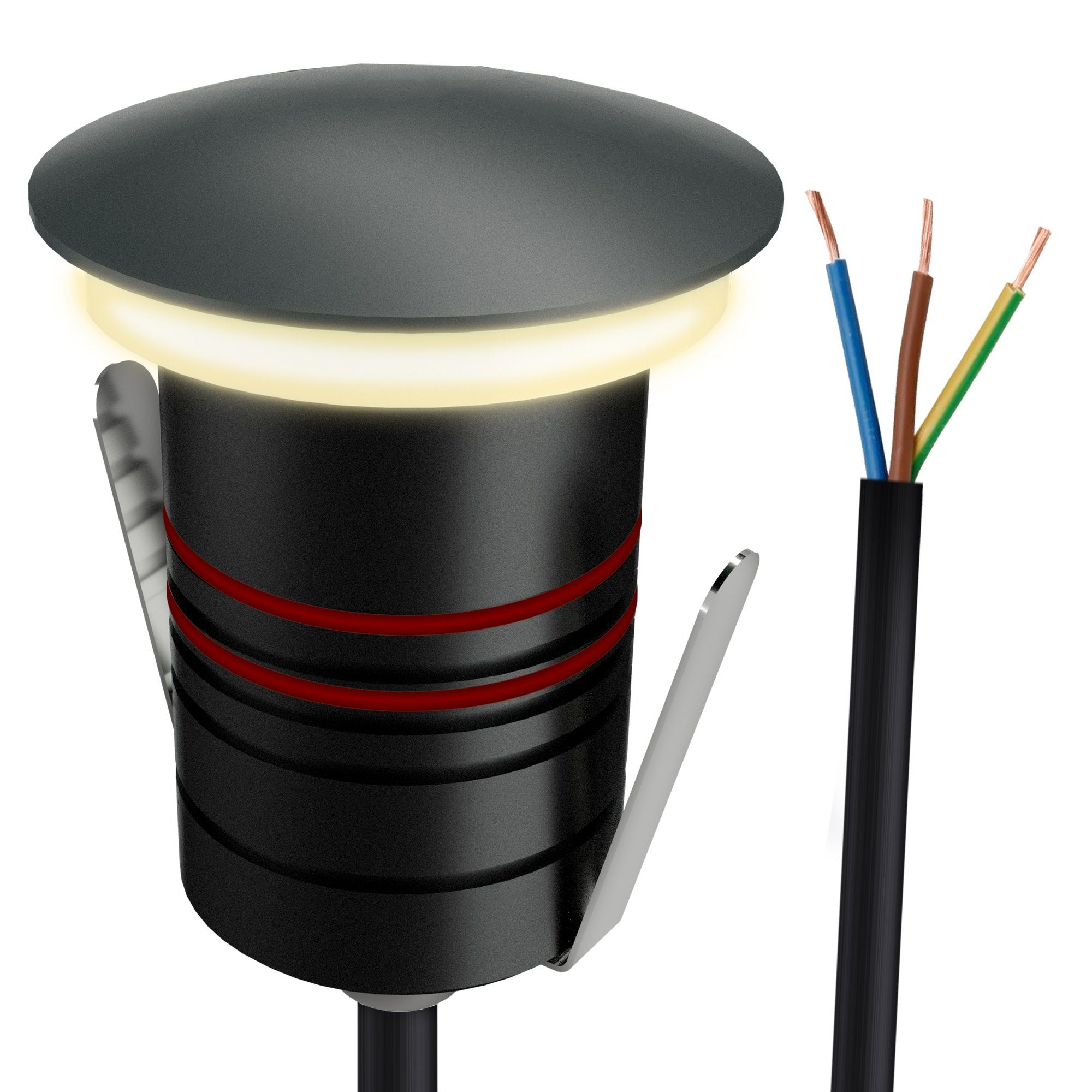 SSC-LUXon Bodenspot indirektes LED IP67 Gartenstrahler warmweiß, dunkelgrau 230V JAVO Warmweiß Licht LED