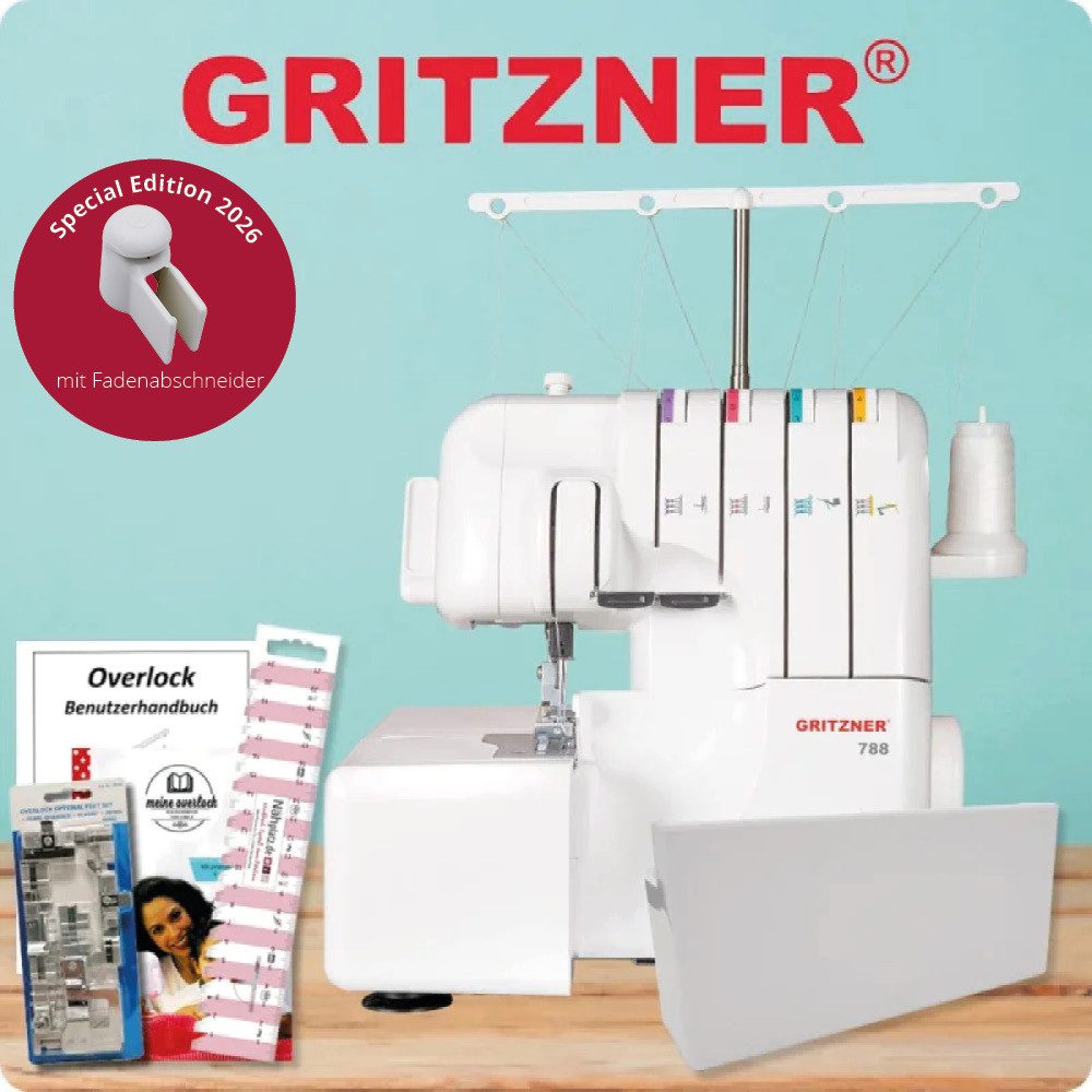 Gritzner Overlock-Nähmaschine GRITZNER 788 Overlock Neue Version 2026 mit Fadenabschneider