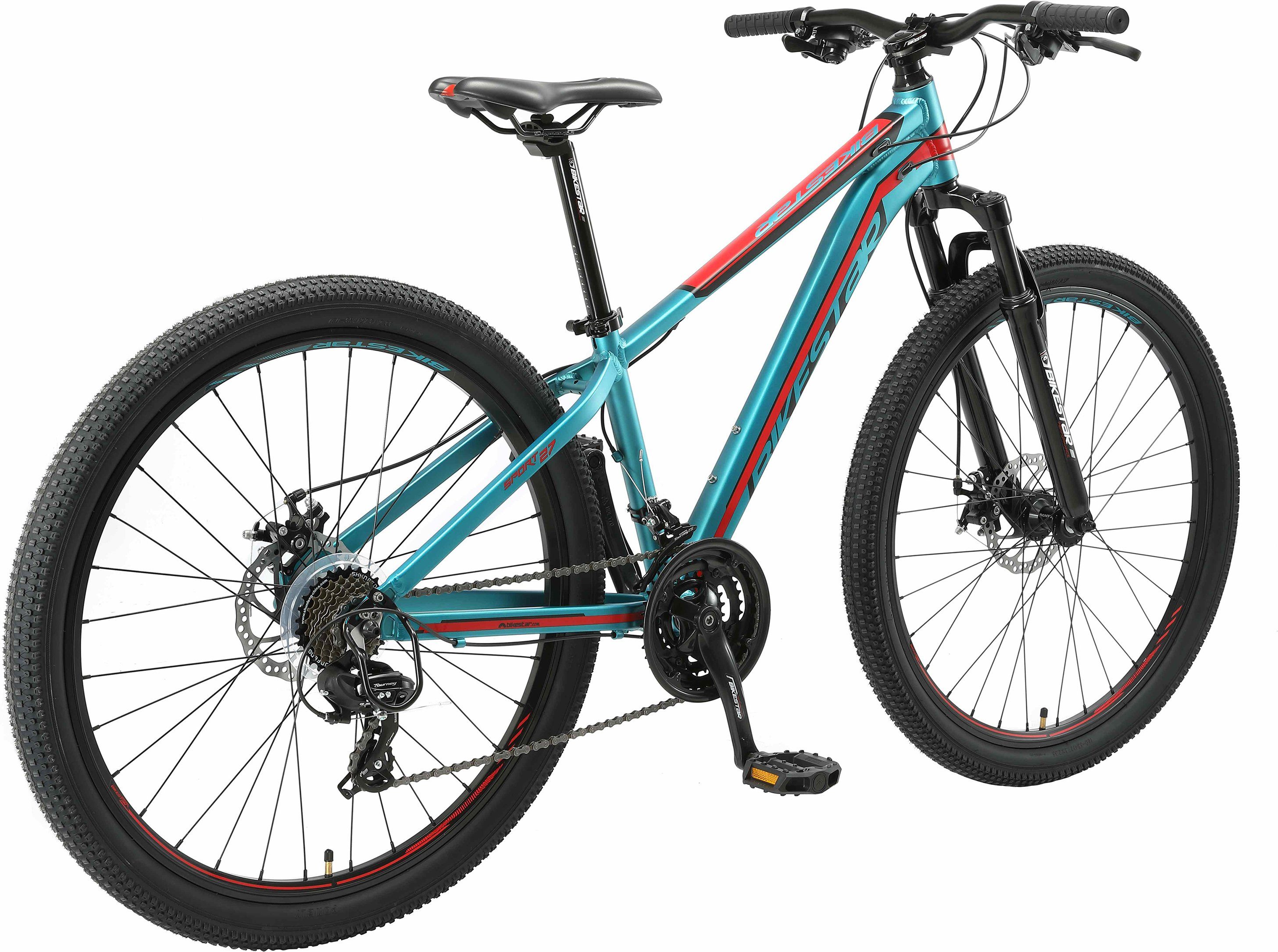 Bikestar Mountainbike, 21 Gang Shimano RD-TY300 Schaltwerk, Kettenschaltung, für Damen und Herren, Kettenschaltung