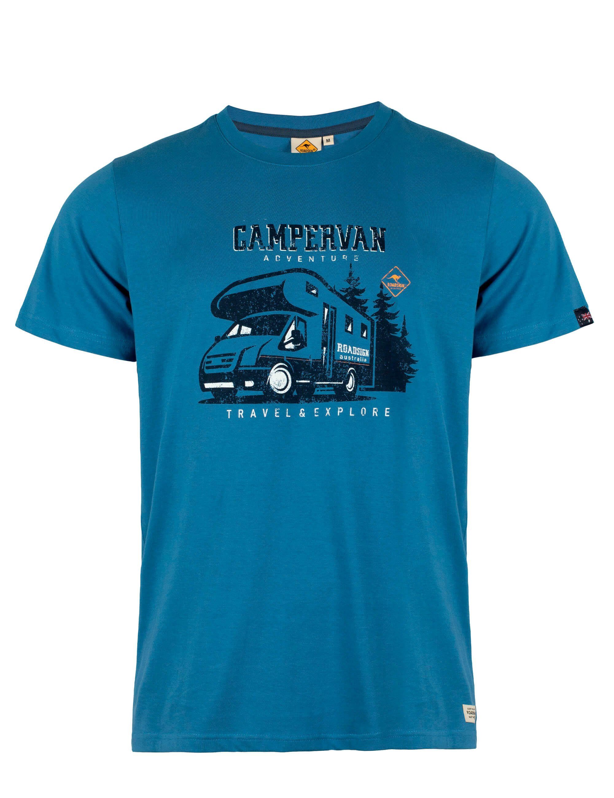 ROADSIGN australia T-Shirt Campsite (1-tlg) mit Campervan-Print und U-Ausschnitt - für eine angenehme Leichtigkeit