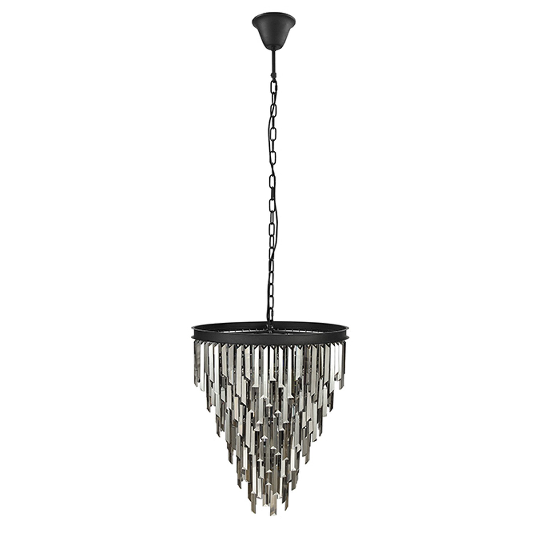 riess-ambiente Kronleuchter KRISTALL 50cm grau – Hängeleuchte mit Glasprismen & schwarzem Eisen, keine besonderen Funktionen, ohne Leuchtmittel, Luxus-Wohnaccessoire im Vintage-Stil mit Kristalleffekt, vielseitig