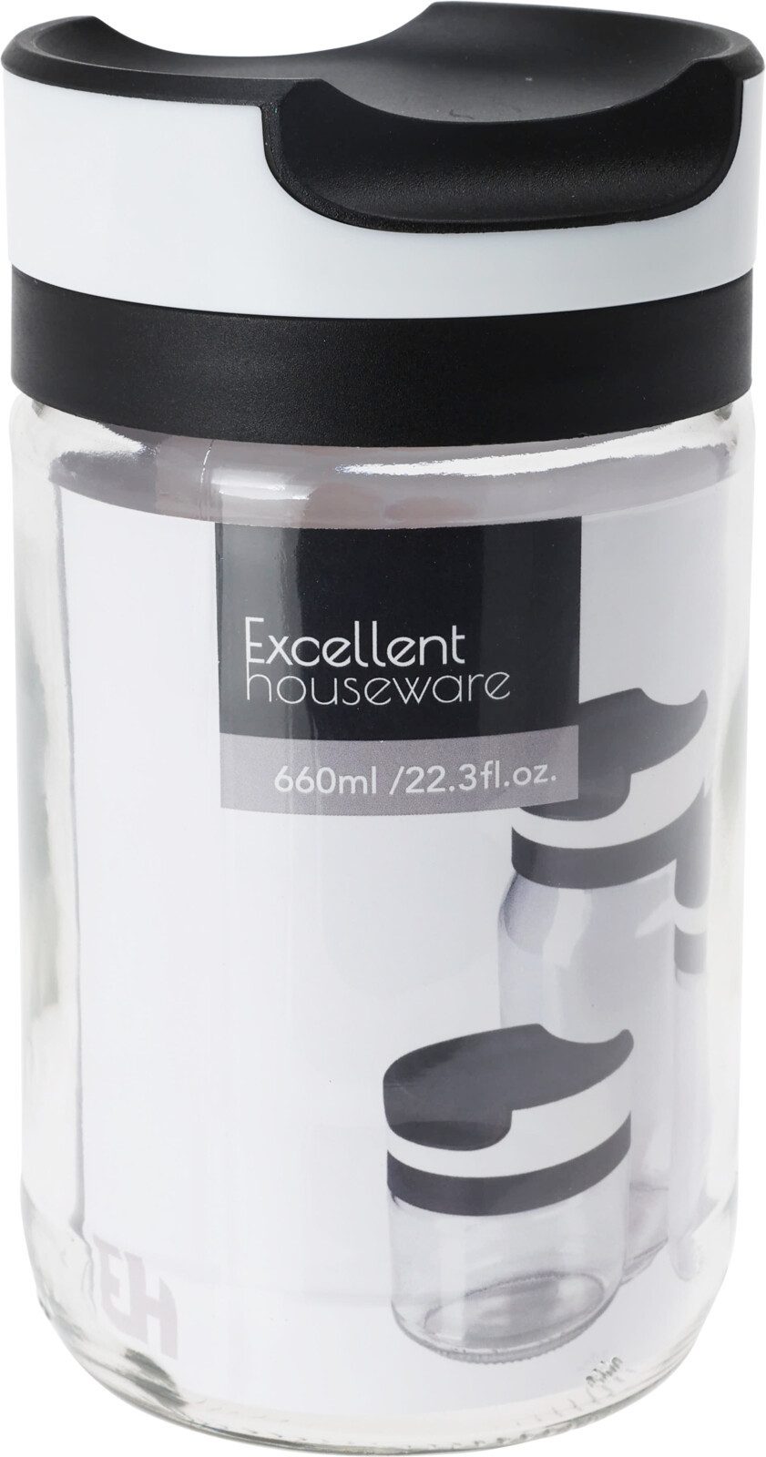 Koopman Vorratsglas Aufbewahrung Küche Dose Glas 660 ml Rund Deckel Transparent, Glas, (2-tlg), 2er Set, 660 ml, Sturzglas, Deckel