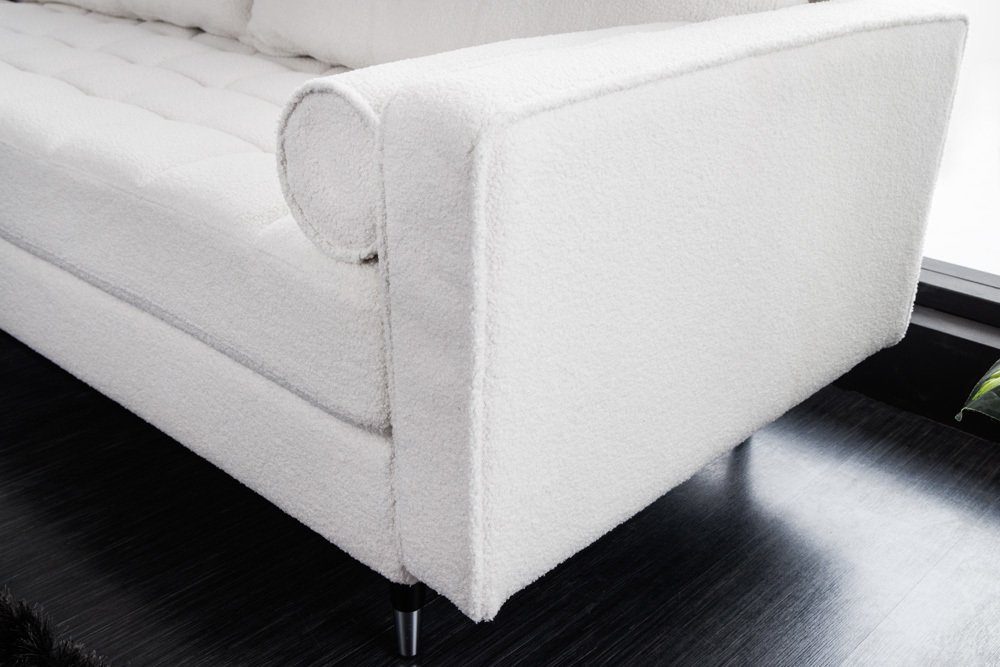 Design · 3-Sitzer Bouclé · Federkern · Einzelartikel · riess-ambiente / COZY 1 mit Kissen Wohnzimmer weiß Teile, schwarz Polster Retro / 220cm · silber,