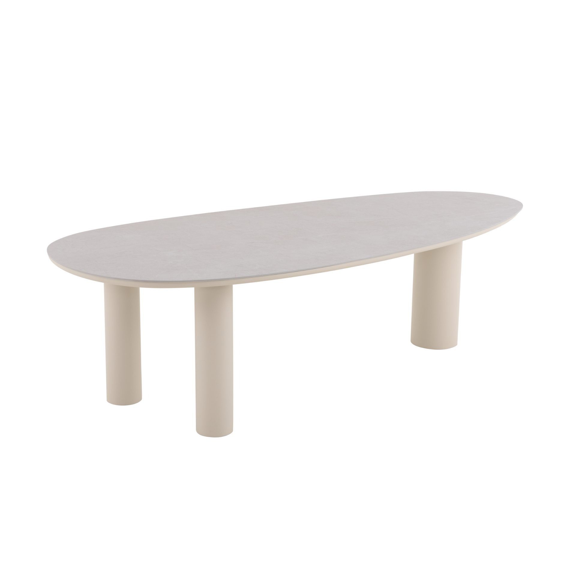 CASA DOMA Gartentisch Lioni, Säulentisch 260x115 cm, Sinterstein, Gestell Aluminium cream