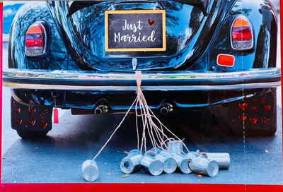 H-Erzmade Kreativset Glückwunschkarte mit Umschlag 'Just Married' Hoch