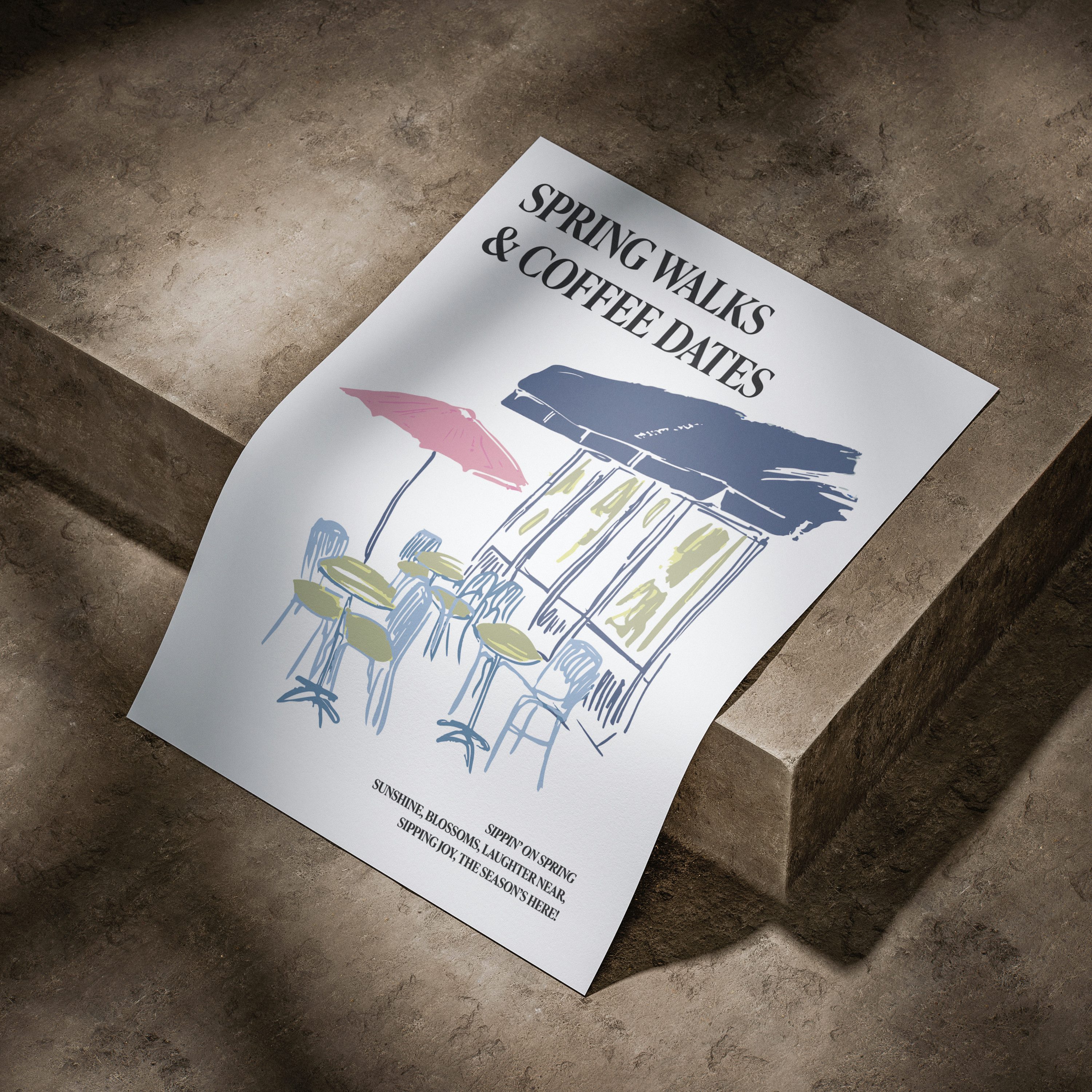 s.Oliver Poster Kleines Cafe mit Sonnenschirm, Cafe, Fashion, Gebäude, Kaffee, Kaffee Bilder, Kunst, Modebilder, Restaurant & Cafés, Romantisch, Schriftzug, Schriftzüge, Sprüche, Stadt (1 St), Kunstdruck als Poster oder gerahmtes Bild