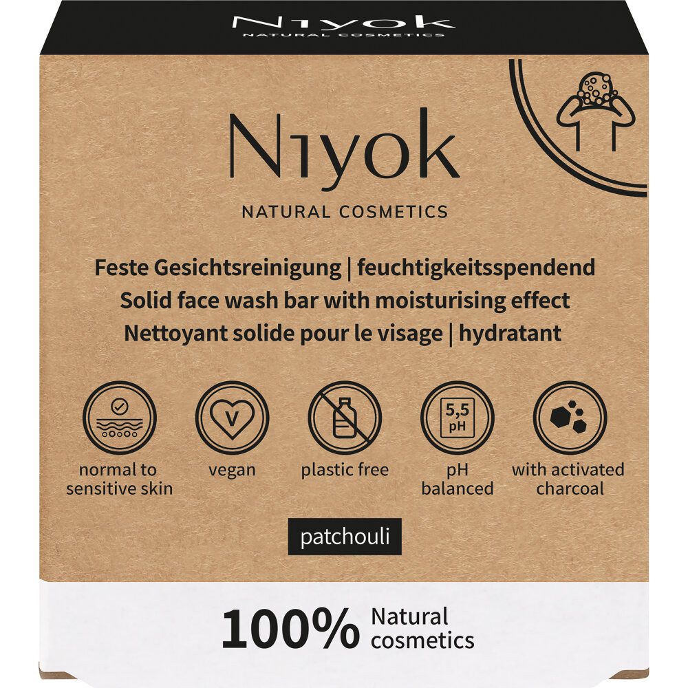 Niyok Gesichtspflege Feste Gesichtsreinigung Patchouli, 80 g