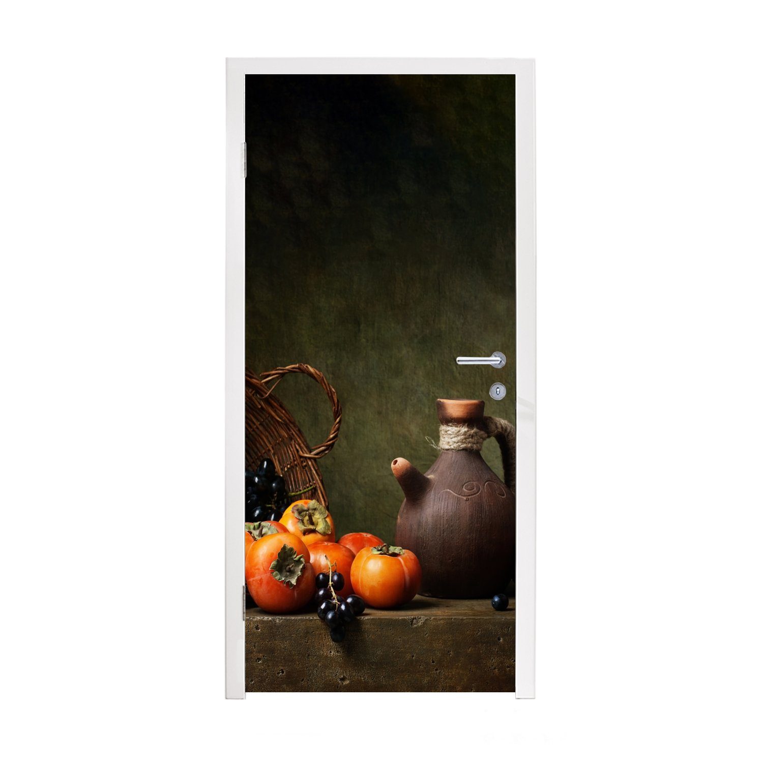 MuchoWow Türtapete Rustikal - Obst - Korb - Stilleben, Matt, bedruckt, (1 St), Fototapete für Tür, Türaufkleber, 75x205 cm