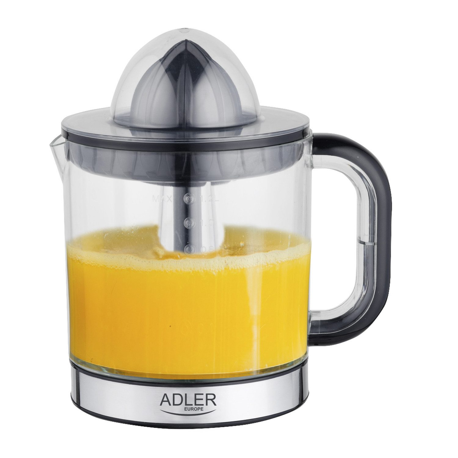 Adler Zitruspresse AD 4012 Zitruspresse 1,2 l 60 W, 60 W, 2 austauschbare Presskegel für kleine und große Zitrusfrüchte