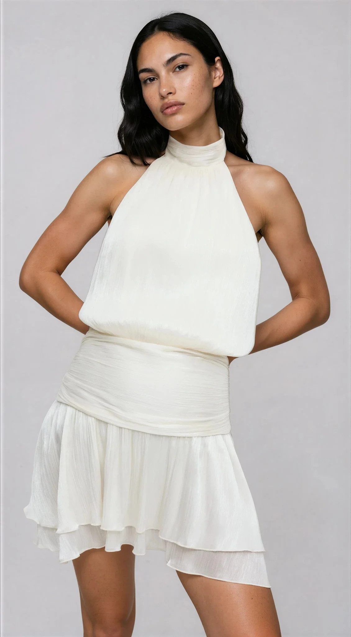 Gina Tricot Sommerkleid Halter neck mini dress - Neckholder Kleid Damen Minikleid creme