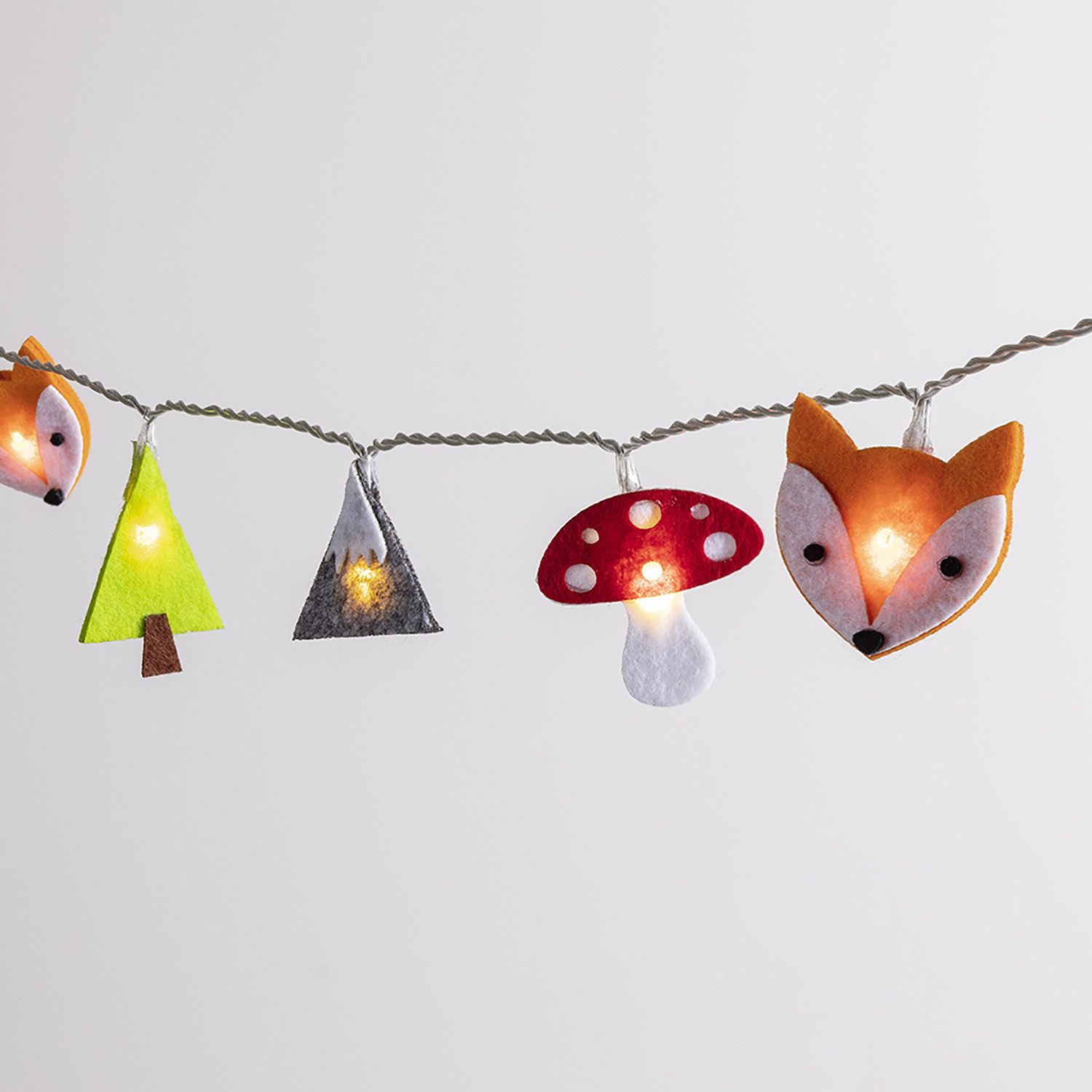 Lights4fun LED-Lichterkette 16er Woodland Filz Kinder Lichterkette