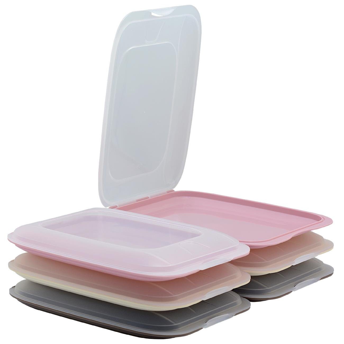 Engelland Frischhaltedose Aufschnittdosen, Kühlschrankbox, Kunststoff, (Vorteils-Set, 6-tlg., mit transparentem Deckel), stapelbar, platzsparend, Ordnung im Kühlschrank, Organizer, Stapelbox