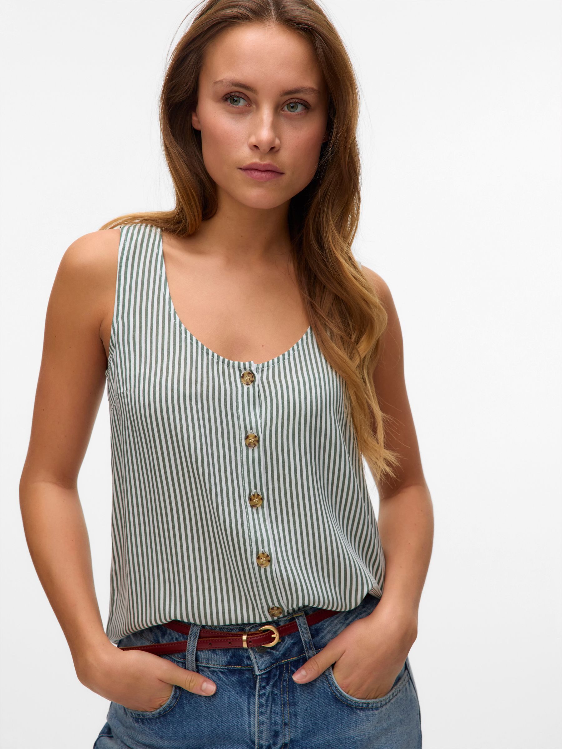 Vero Moda Blusenshirt Gestreiftes ärmelloses Hemd günstig online kaufen