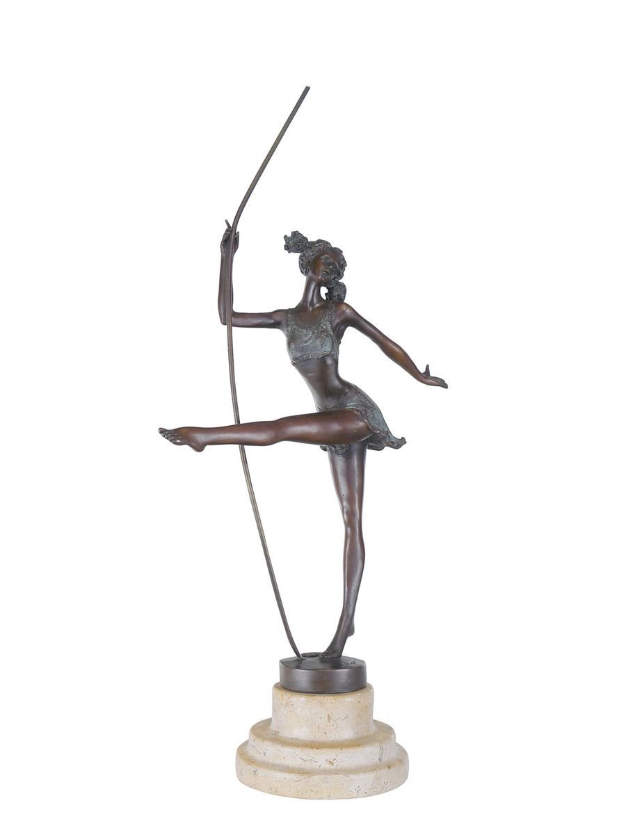 Bronze-Skulptur zeigt Dekoobjekt Pose junge AFG in Frau turnender