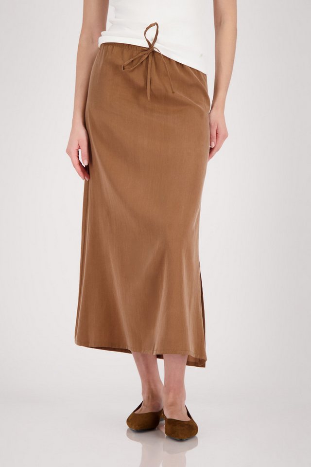 Monari Midirock Rock Basic Cupro Seidig glatte Haptik, Midi-Länge, Bindeband, Seitenschlitz