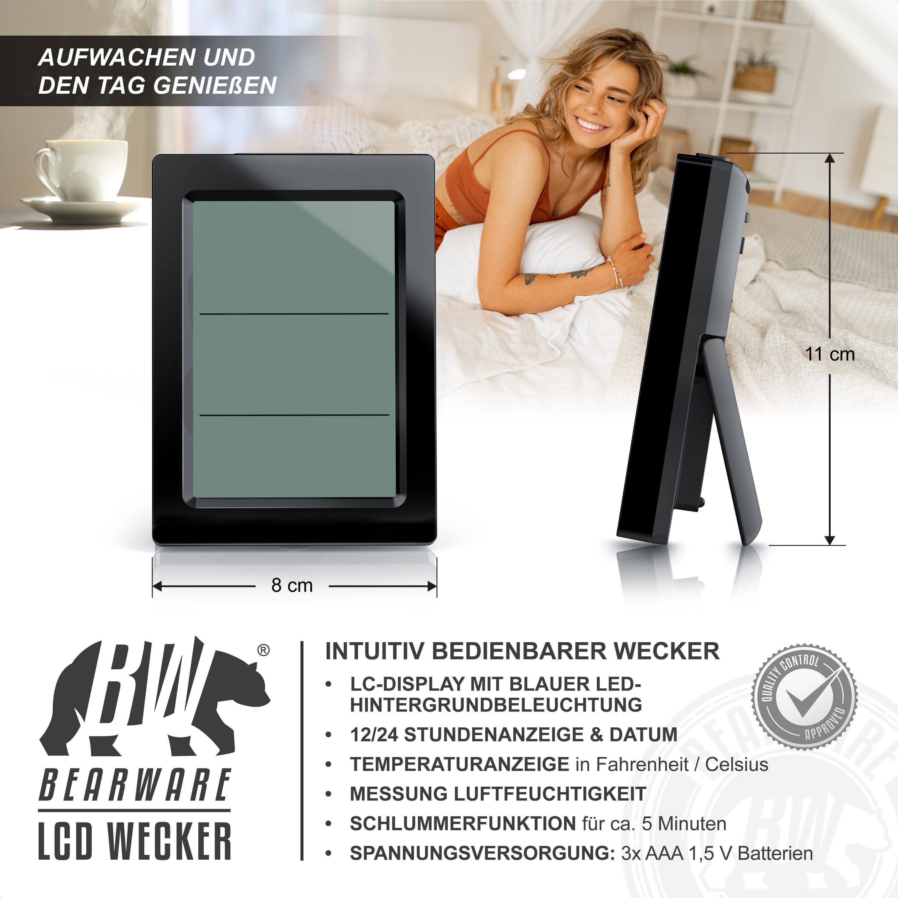 BEARWARE Wecker mit Netzteil & Akku, Musikwecker, Reisewecker mit Temperatu günstig online kaufen