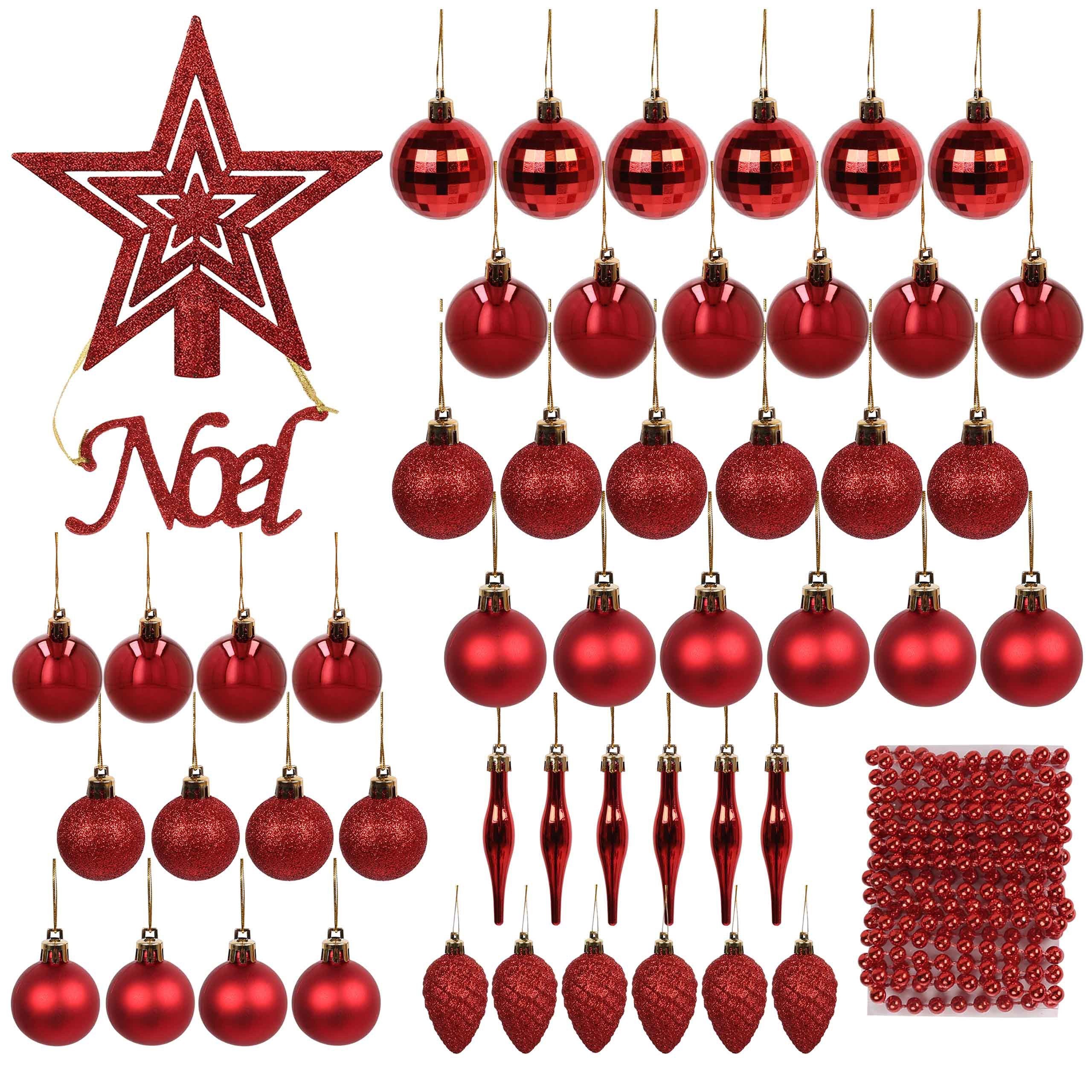 Elemente 48 Christbaumschmuck: Roter Kugeln, Weihnachtsbaumkugel Spitze, 1 Pack Kette Sarcia.eu