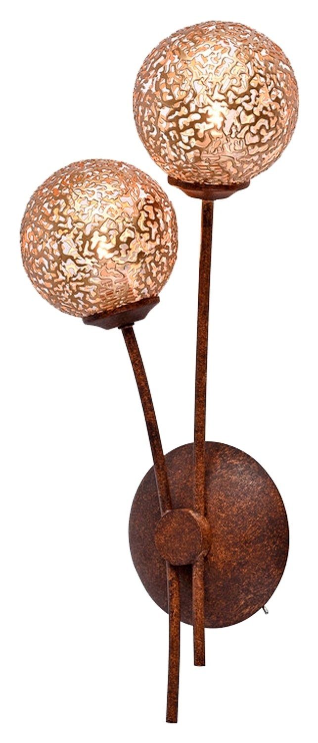 Paul Neuhaus Wandleuchte GRETA, 2-flammig, H 44 cm, Braun, Goldgelb, Stahl, ohne Leuchtmittel