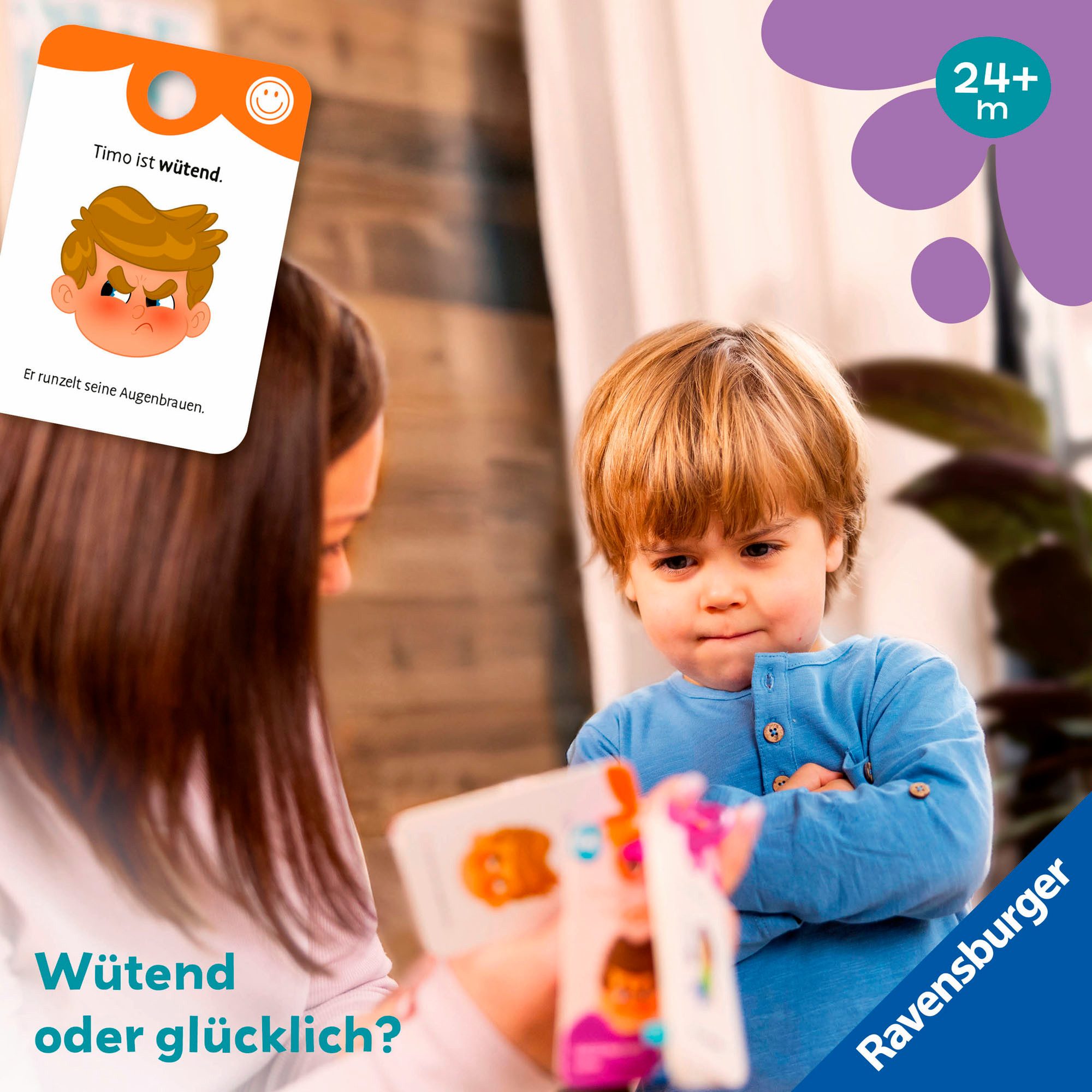 Ravensburger Spiel Play+ Spiel & Mach mit! Karten: Entdecke die Gefühle, Spiel für Kleinkinder
