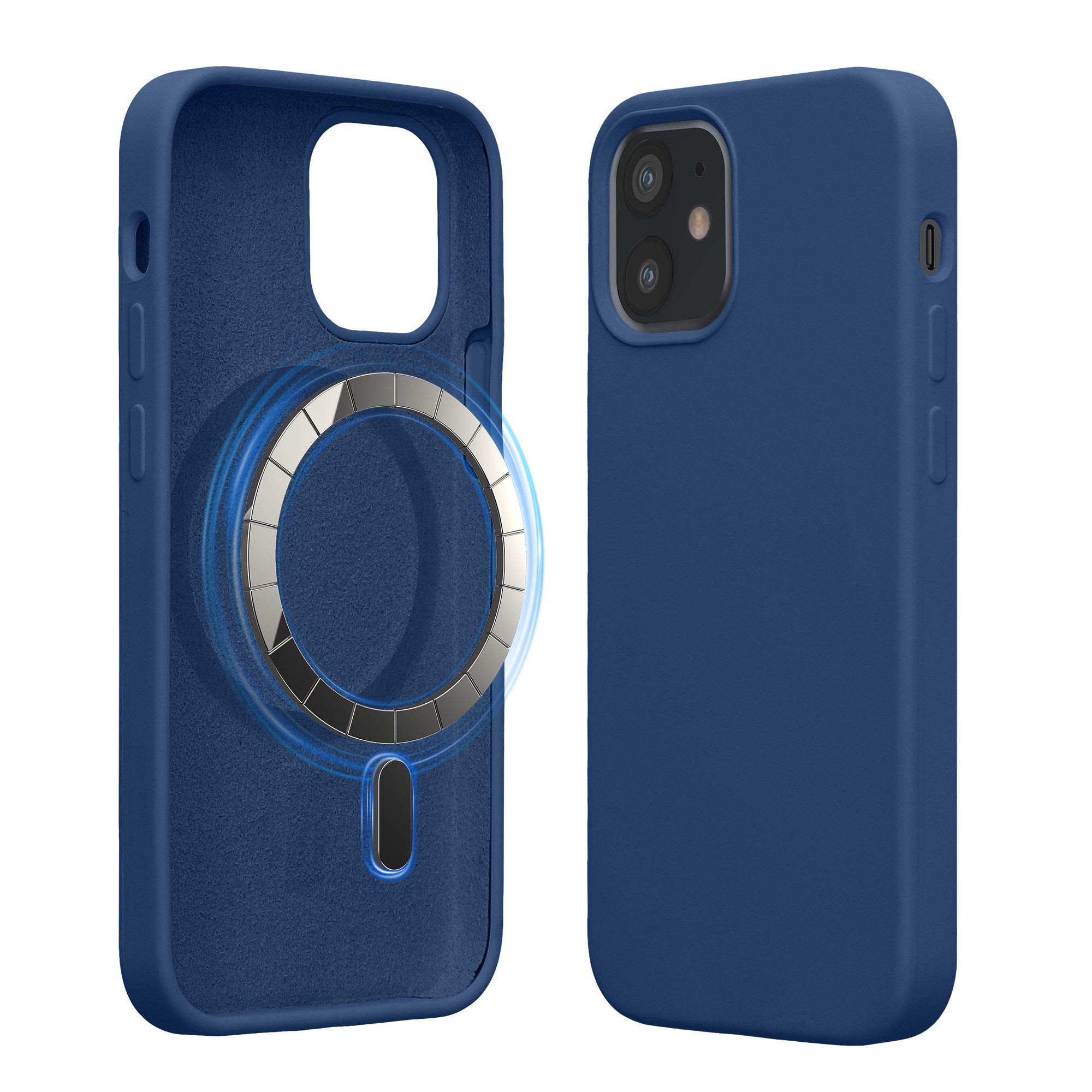 kwmobile Handyhülle Hülle kompatibel mit Apple iPhone 12 mini, magnetische Handyhülle Silikon Case - Cover gummiert