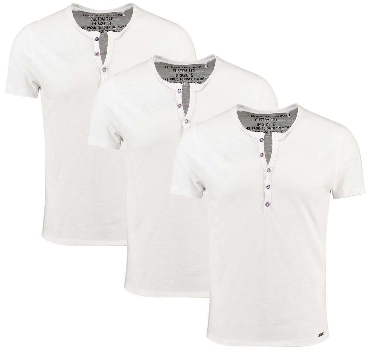Key Largo Henleyshirt Lemonade vintage Look uni Basic MT00122 mit Knopfleiste unifarben kurzarm slim fit