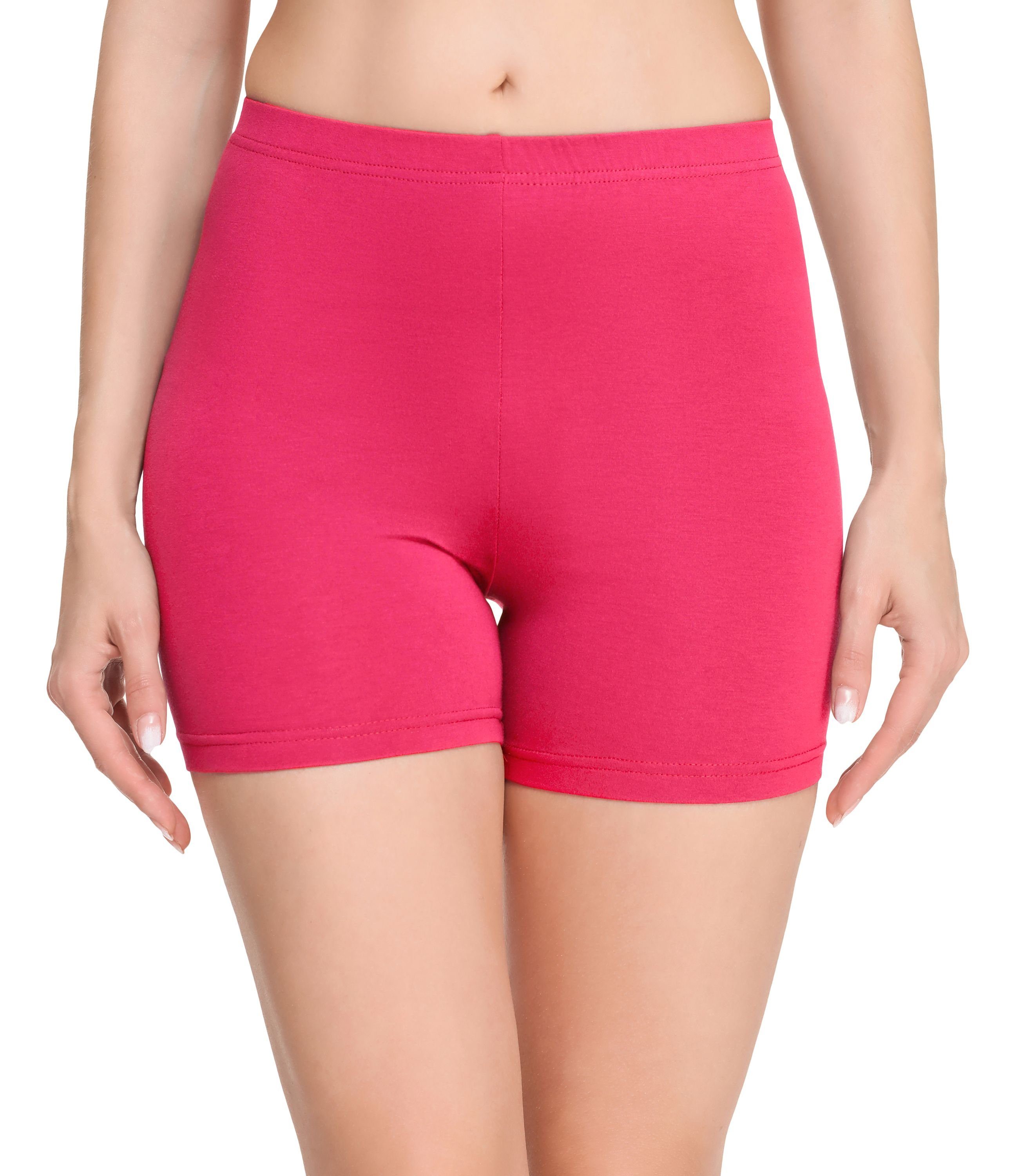 Merry Damen Radlerhose Hotpants elastischer Boxershorts Bund (1-tlg) Shorts Amaranth Unterhose Leggings Style MS10-392