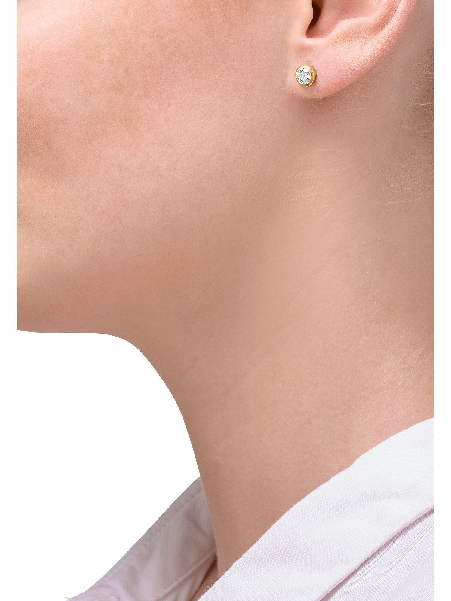 JETTE Paar Ohrstecker JETTE Damen-Ohrstecker 925er Silber 2 Zirkonia, SOLITAIRE