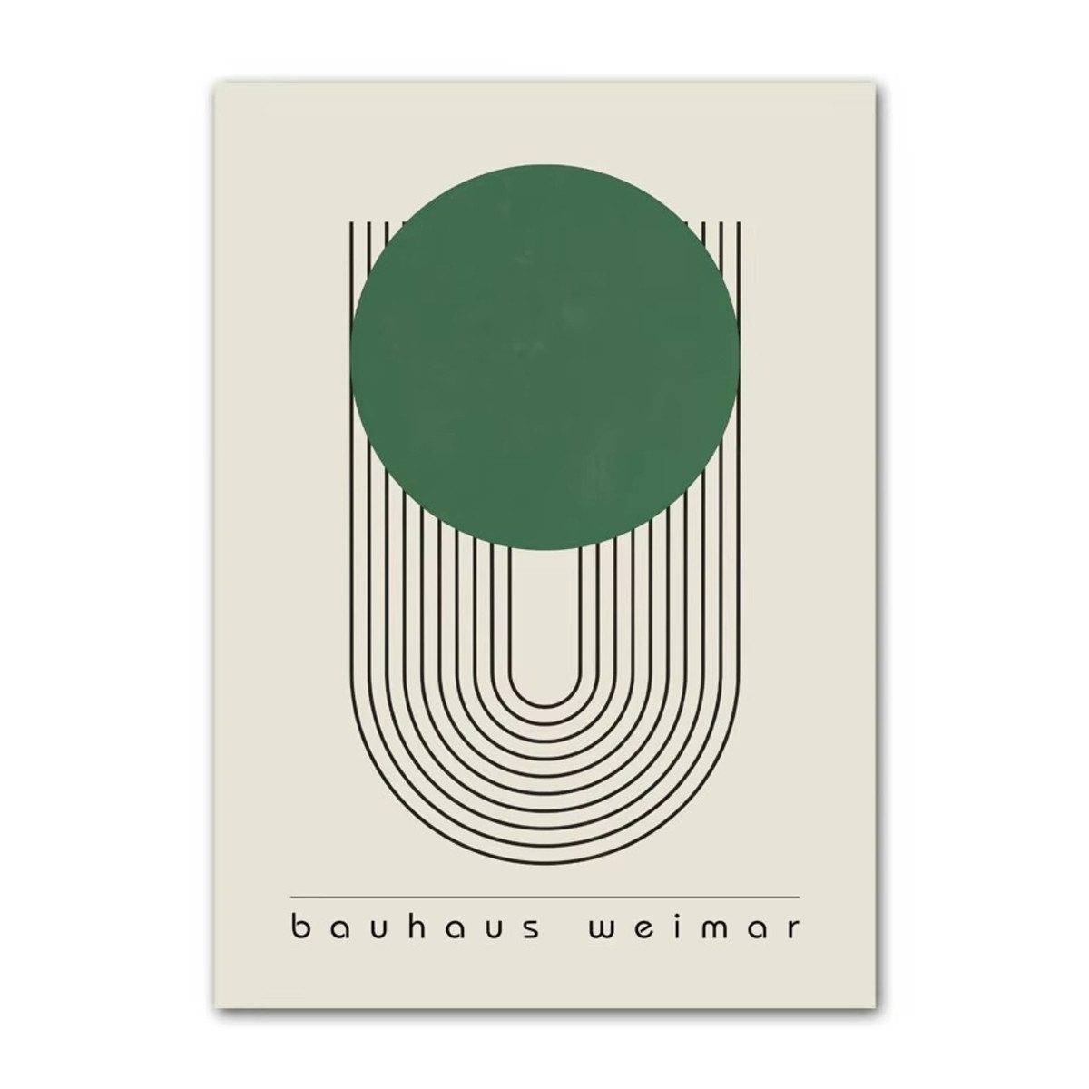 TPFLiving Kunstdruck (OHNE RAHMEN) Poster - Leinwand - Wandbild, Bauhaus grüne Farbblocklinien moderne minimalistische Leinwand (Leinwandbild XXL), Farben: Grün, Schwarz, Beige, Grau, Gelb -Größe: 20x30cm