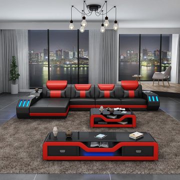 JVmoebel Wohnzimmer-Set, Modern Couch Wohnlandschaft Ledersofa Sofagarnitur Sofa L-Form