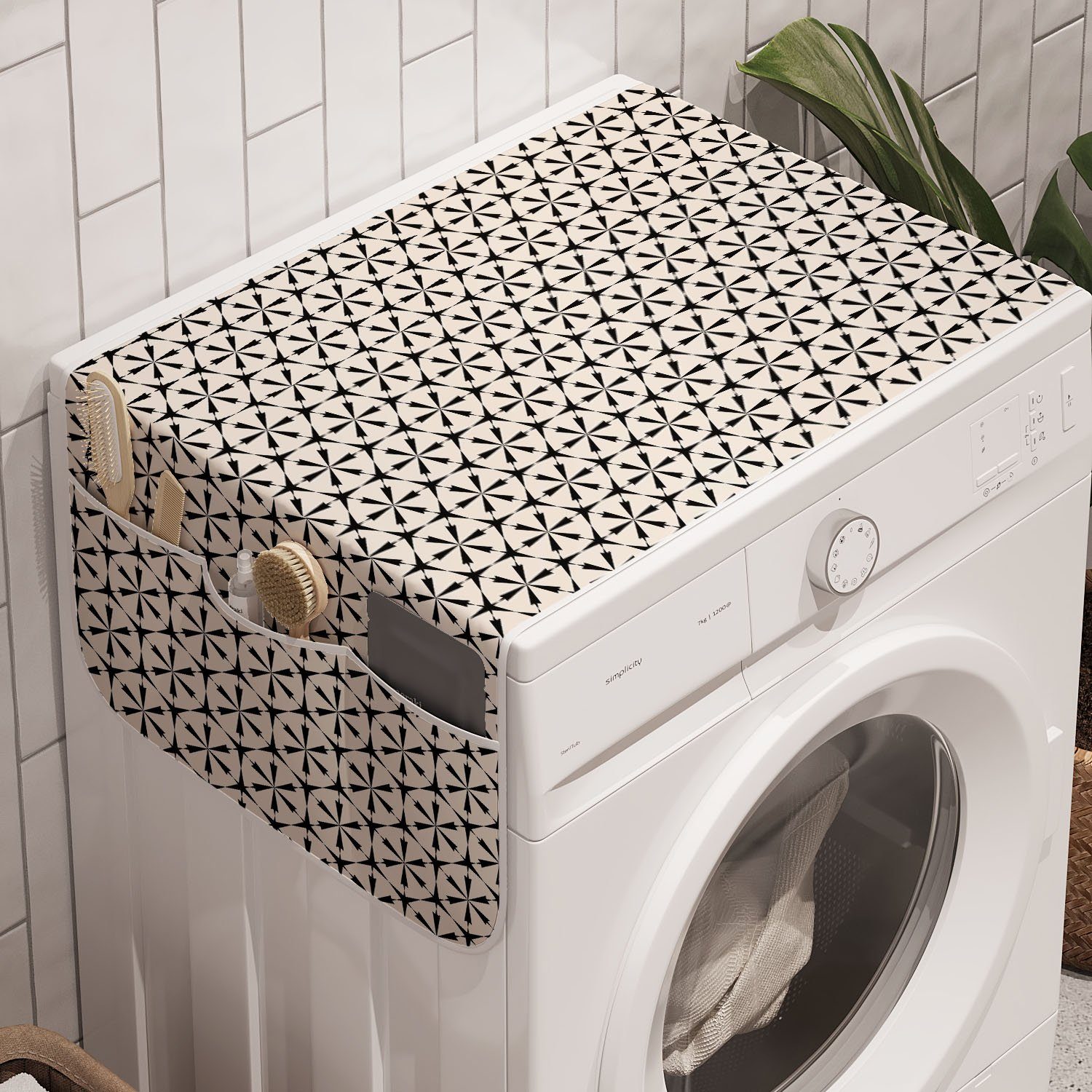 Abakuhaus Badorganizer Anti-Rutsch-Stoffabdeckung für Waschmaschine und Trockner, Abstrakt Continuing Hexagon Shapes
