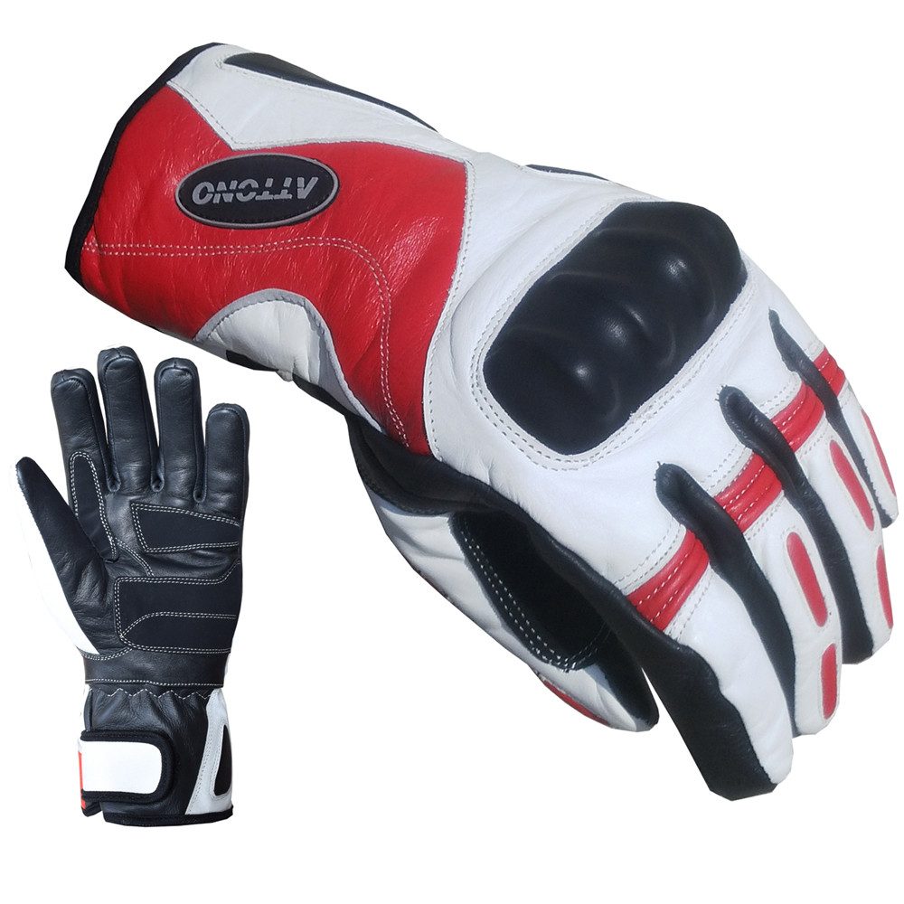 ATTONO Skihandschuhe Racing Leder Skihandschuhe mit Protektoren - wasserdicht