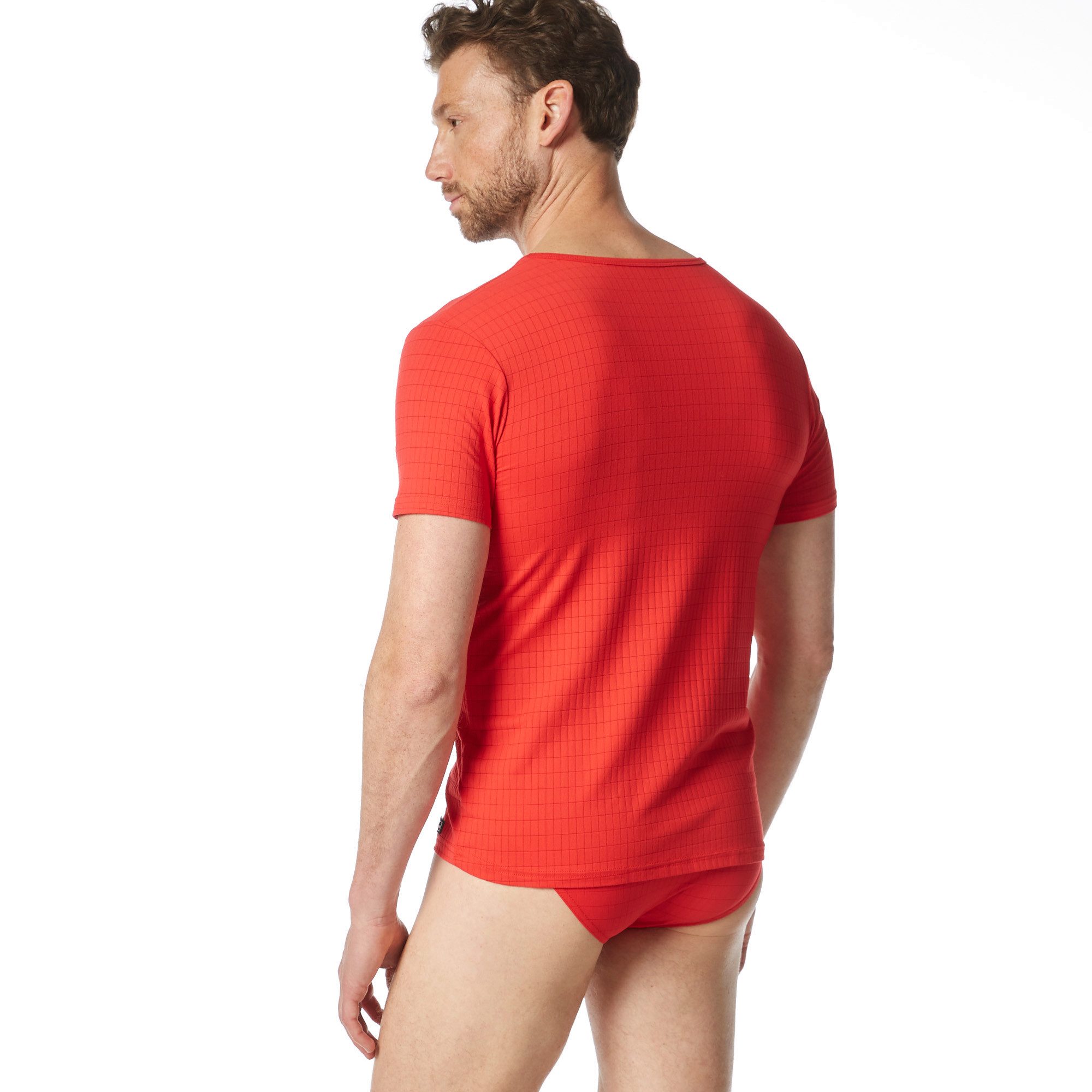 Bruno Banani V-Shirt CHECK LINE 2.0 Pique Optik, Kurzarm, V-Neck, Cotton-Mix – Bild 3 von 5