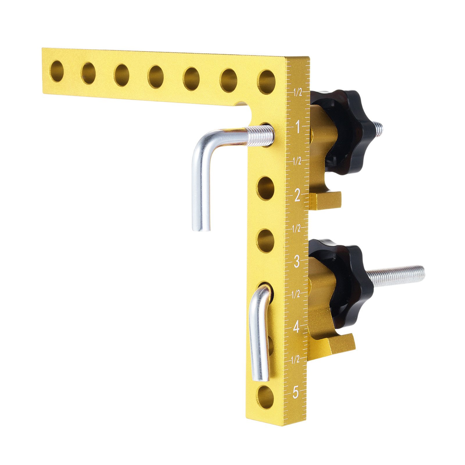 GARRYFIZH Klemmen Holzbearbeitungswerkzeuge 90-Grad-Winkelklemme, 12-teiliges Set, Gold, 8 Unterlegscheiben, 1 Paar Handschuhe, L-förmige Edelstahlschrauben