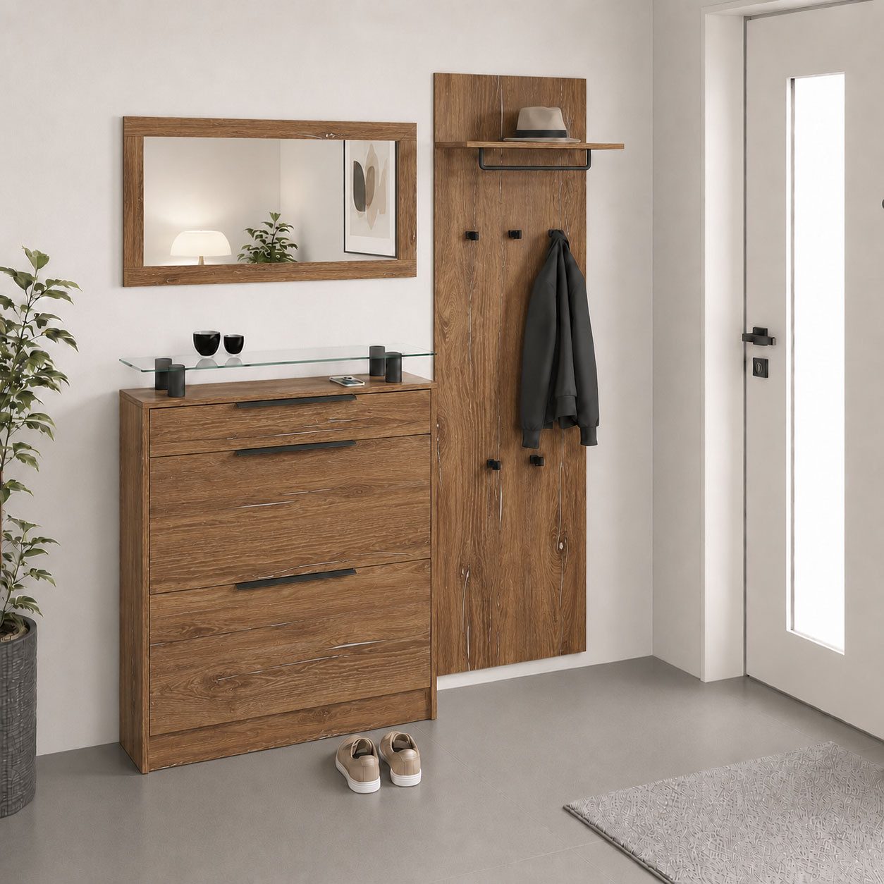 borchardt Möbel Garderoben-Set Tom, (3-St), Schuhschrank stehend