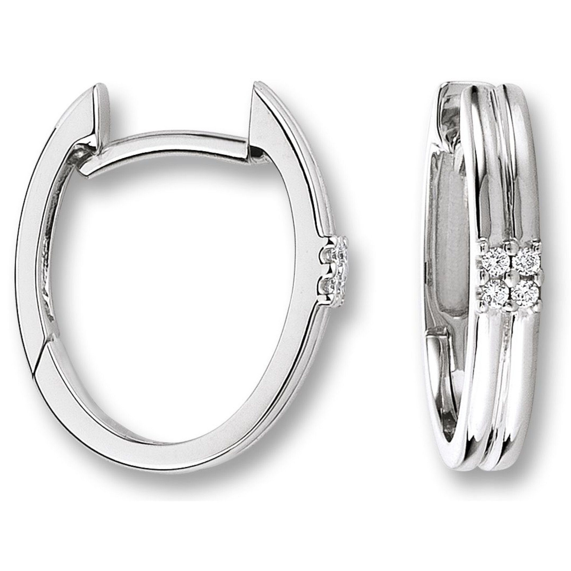 ONE ELEMENT Paar Creolen 0.04 ct Diamant Brillant Ohrringe Creolen aus 585 Weißgold, Dezenter Glanz – Diamantakzente für besondere Momente