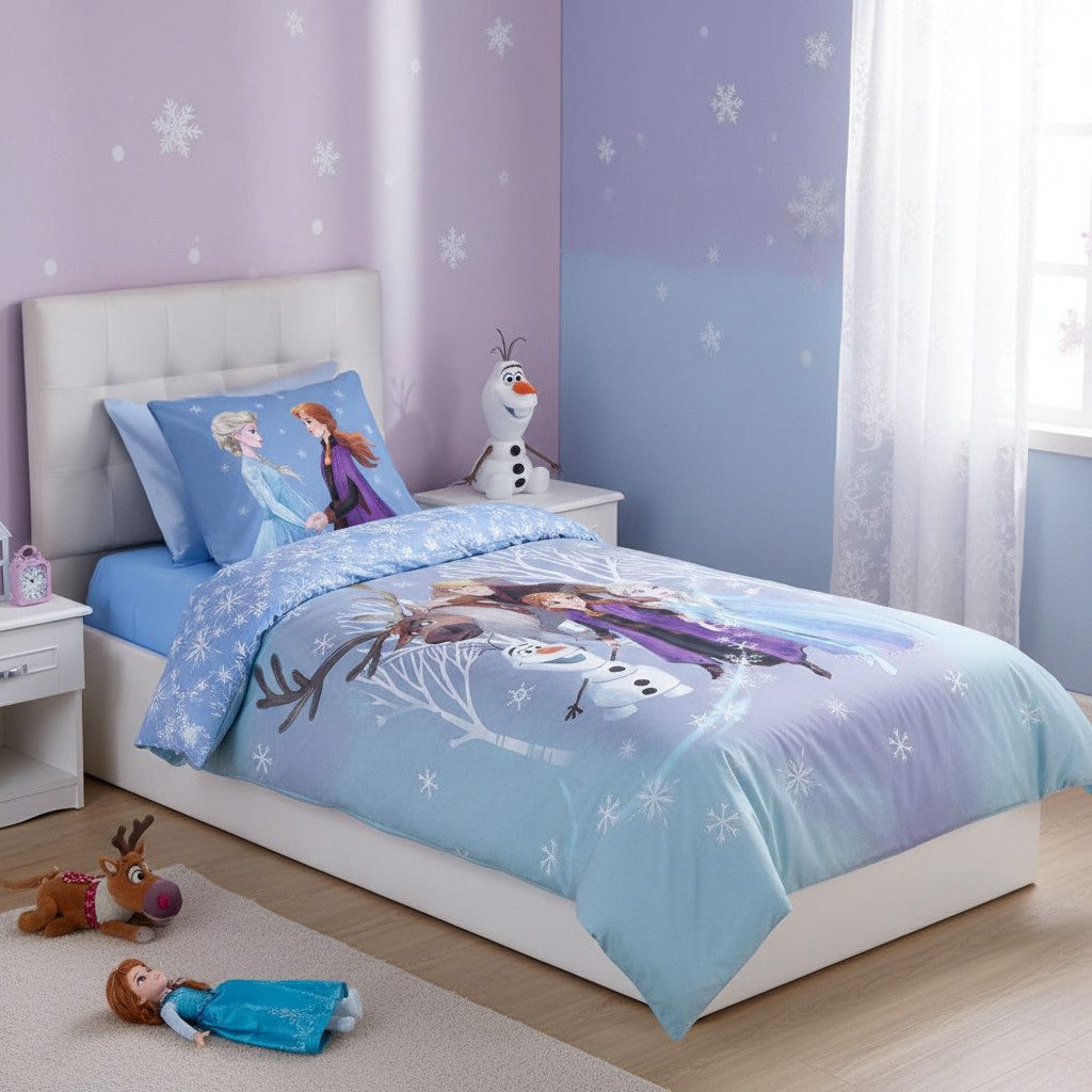 Carbotex Kinderbettwäsche Disney Frozen Die Eiskönigin Bettwäsche Set 135 x 200 cm Baumwolle, 2 teilig, Langlebig – Bild 2 von 5