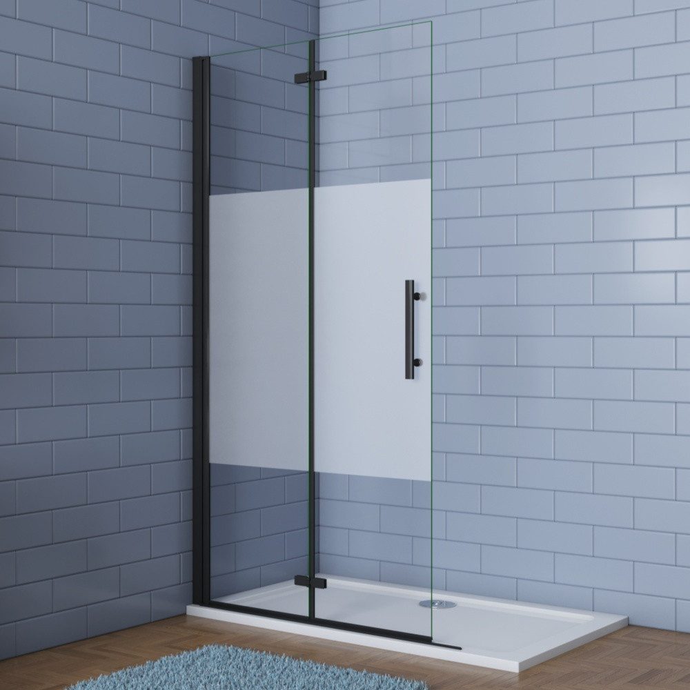 Duschparadies Dusch-Falttür 195cm Schwarz Walk in Dusche Scharniertür Duschabtrennung Duschwand, 70x195 cm, Easyclean Sicherheitsglas, beidseitig montierbar