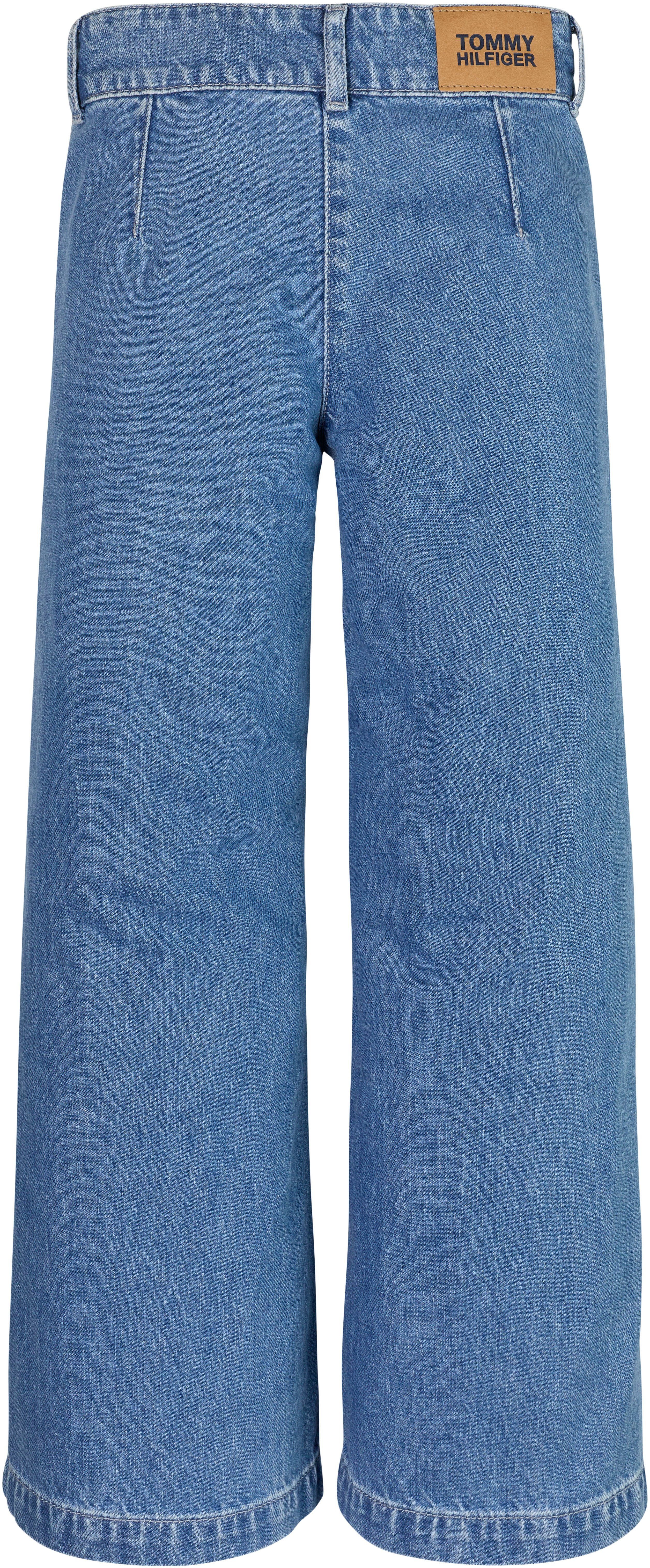 Tommy Hilfiger Weite Jeans DENIM am PLEATED Bundabschluss PANT hinteren mit Leder-Brandlabel WIDE