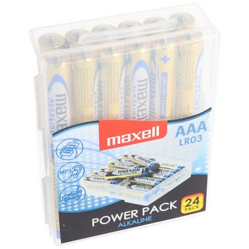 Maxell 24er Marken Alkaline Batterie LR03 AAA im Sparpack Micro Batterien LR Batterie, (1,5 V)